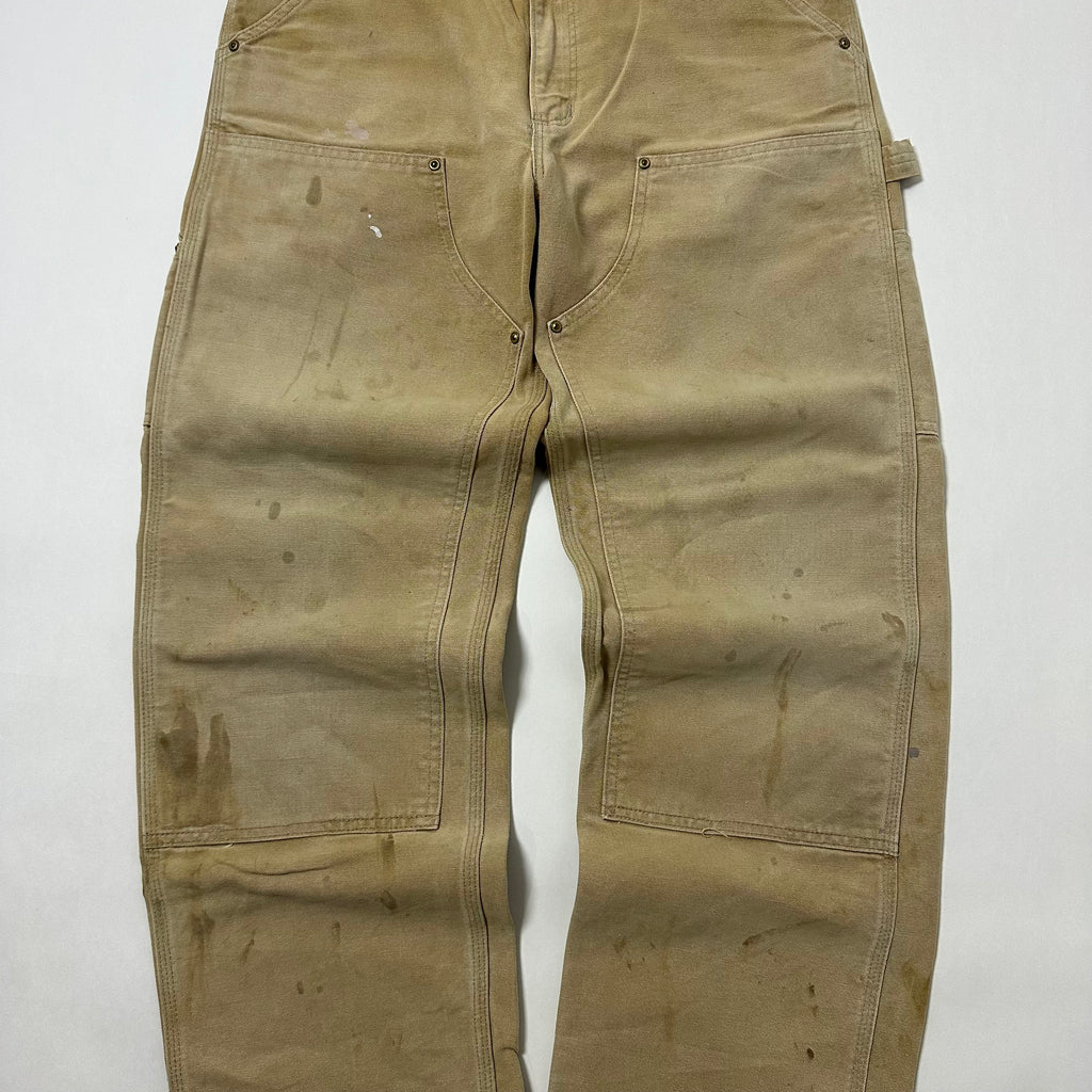 Vintage Carhartt Double-Knee Big Patch Carpenter Pants Faded Brown Size 32-33
