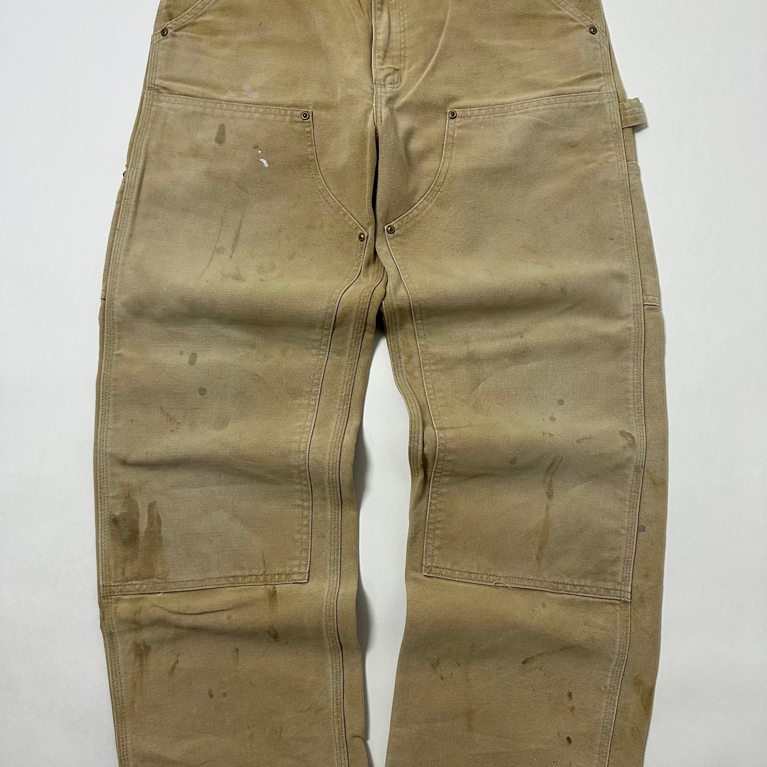 Vintage Carhartt Double-Knee Big Patch Carpenter Pants Faded Brown Size 32-33