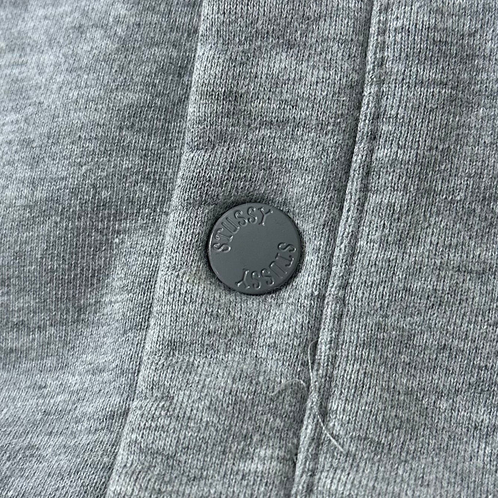 Stussy Cardigan Sweater Felt Patch Crown-topped “S” Logo in Gray (Size Medium)