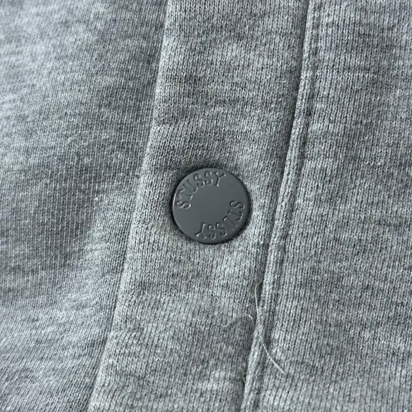 Stussy Cardigan Sweater Felt Patch Crown-topped “S” Logo in Gray (Size Medium)