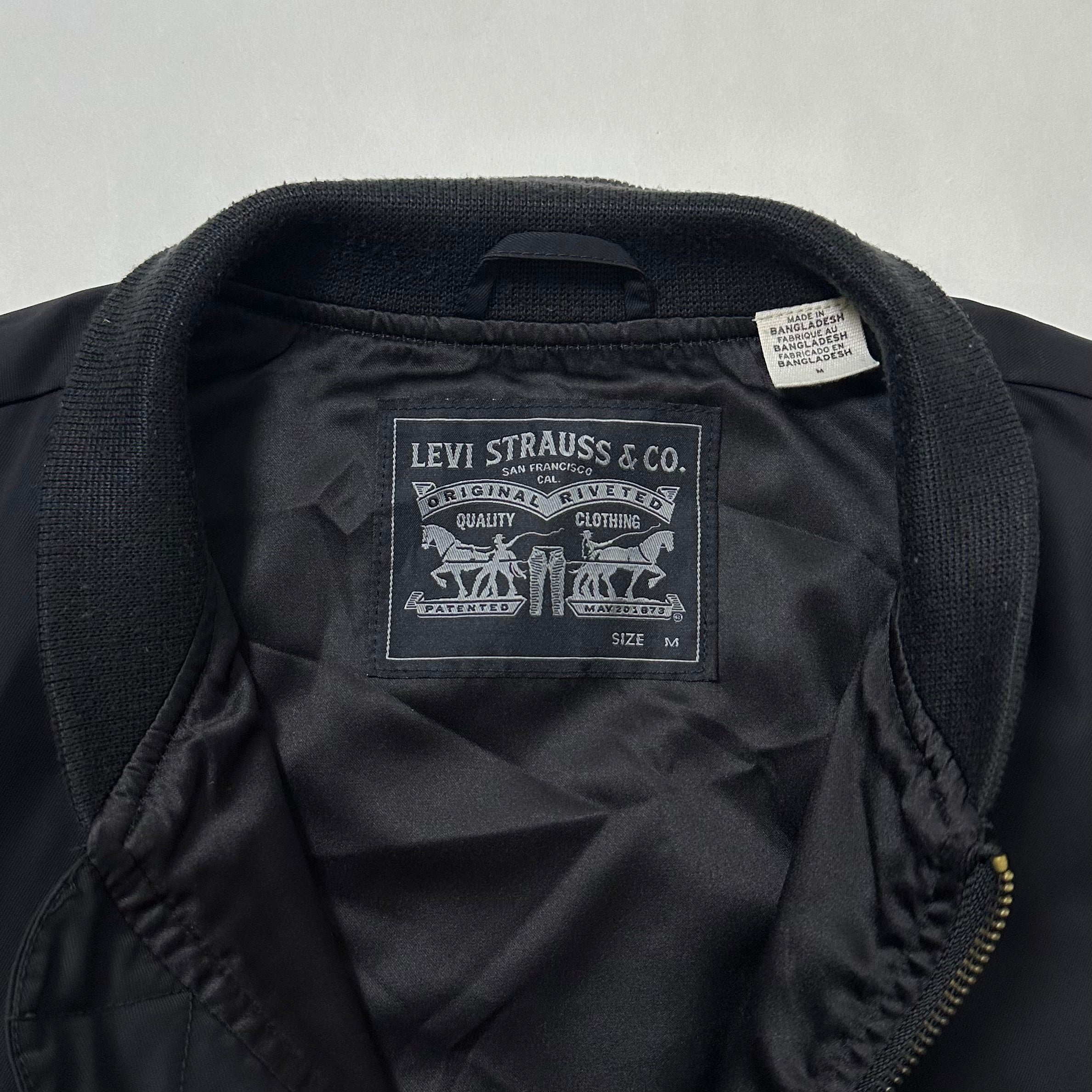 Levis Mens Bomber Jacket Black Size Medium