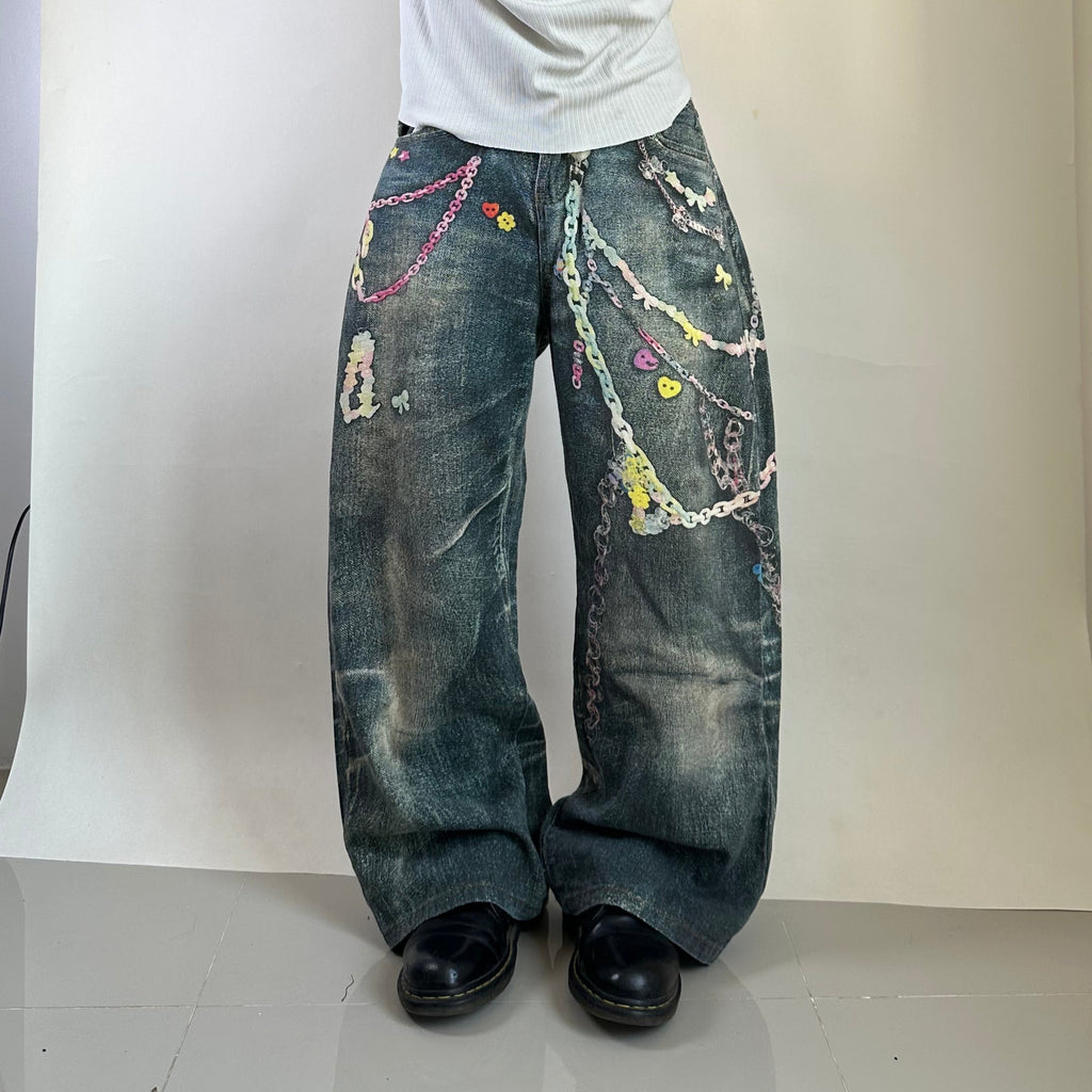 Acne Studios Loose-fit Trompe L’oeil Candy Chain Jeans (Size 30) OFF only - SOLD