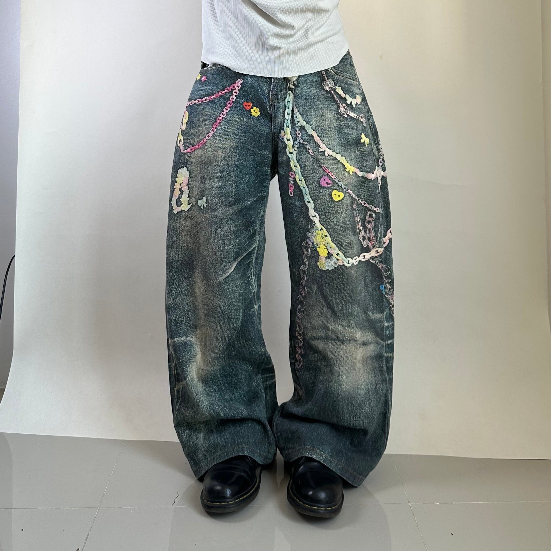 Acne Studios Loose-fit Trompe L’oeil Candy Chain Jeans (Size 30) OFF only - SOLD