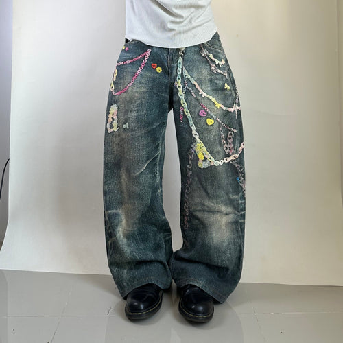 Acne Studios Loose-fit Trompe L’oeil Candy Chain Jeans (Size 30) OFF only - SOLD