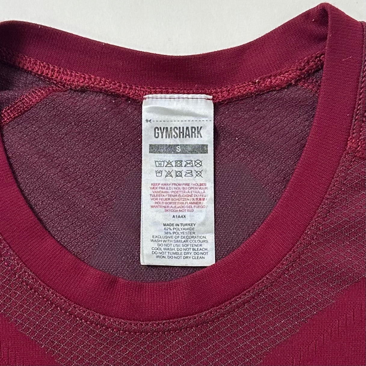 GymShark 315 T-shirt in Burgundy (Size Small)