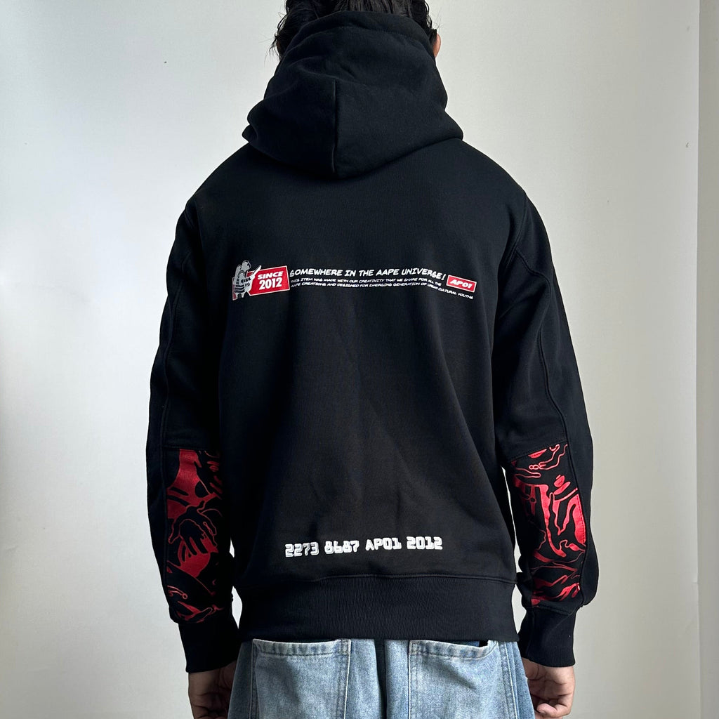 AAPE Embossed Logo Hoodie Jacket in Black (Size Medium)