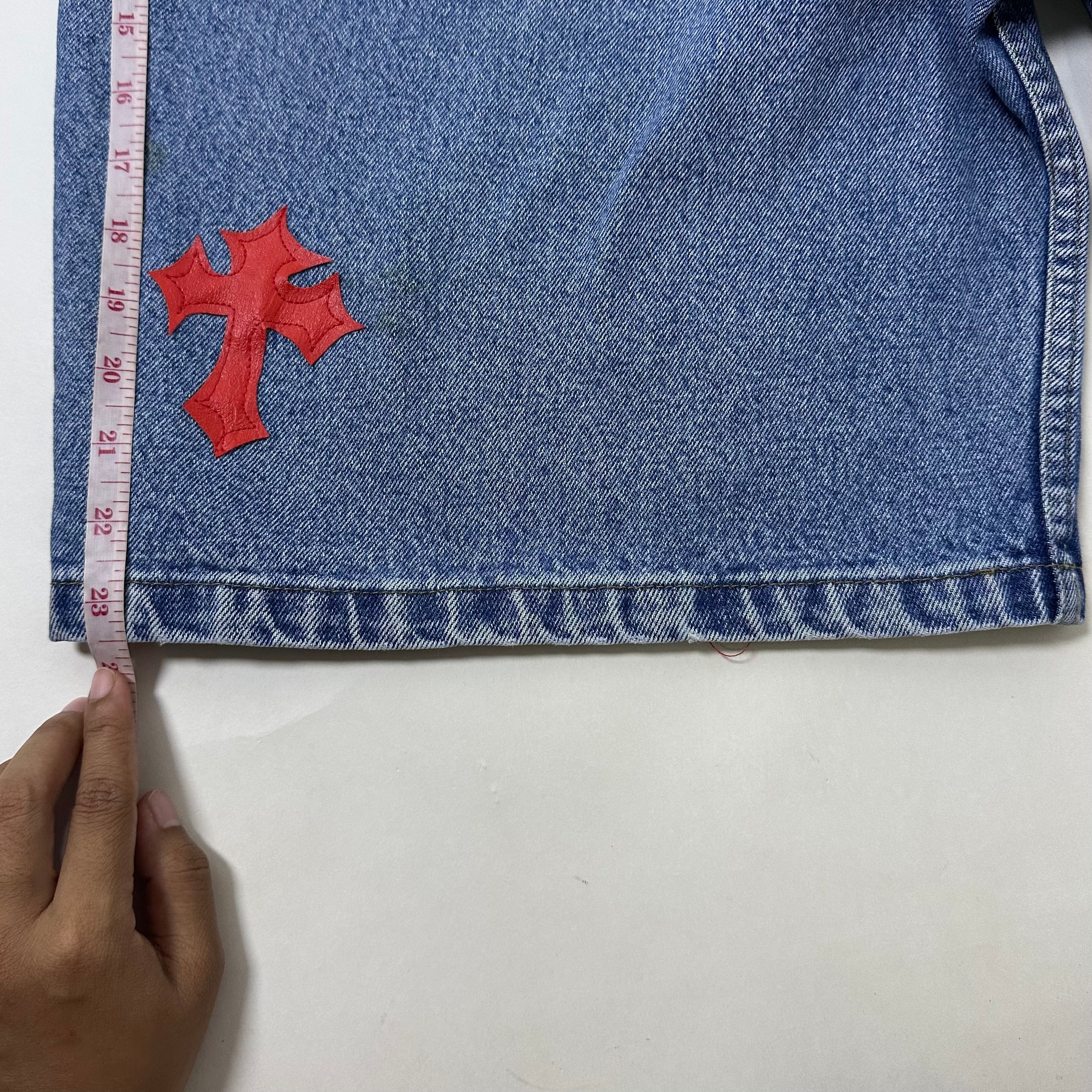 Tommy Hilfiger Denim Jorts with Customize Cross Patches (Size 38) - SOLD
