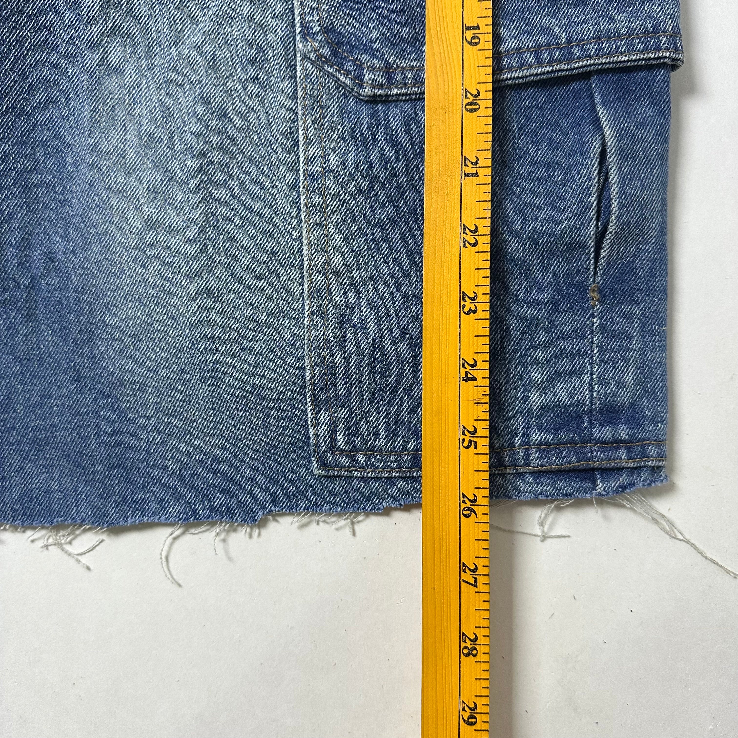 Random Cargo Long Jorts in Light Wash Blue (Size 30)