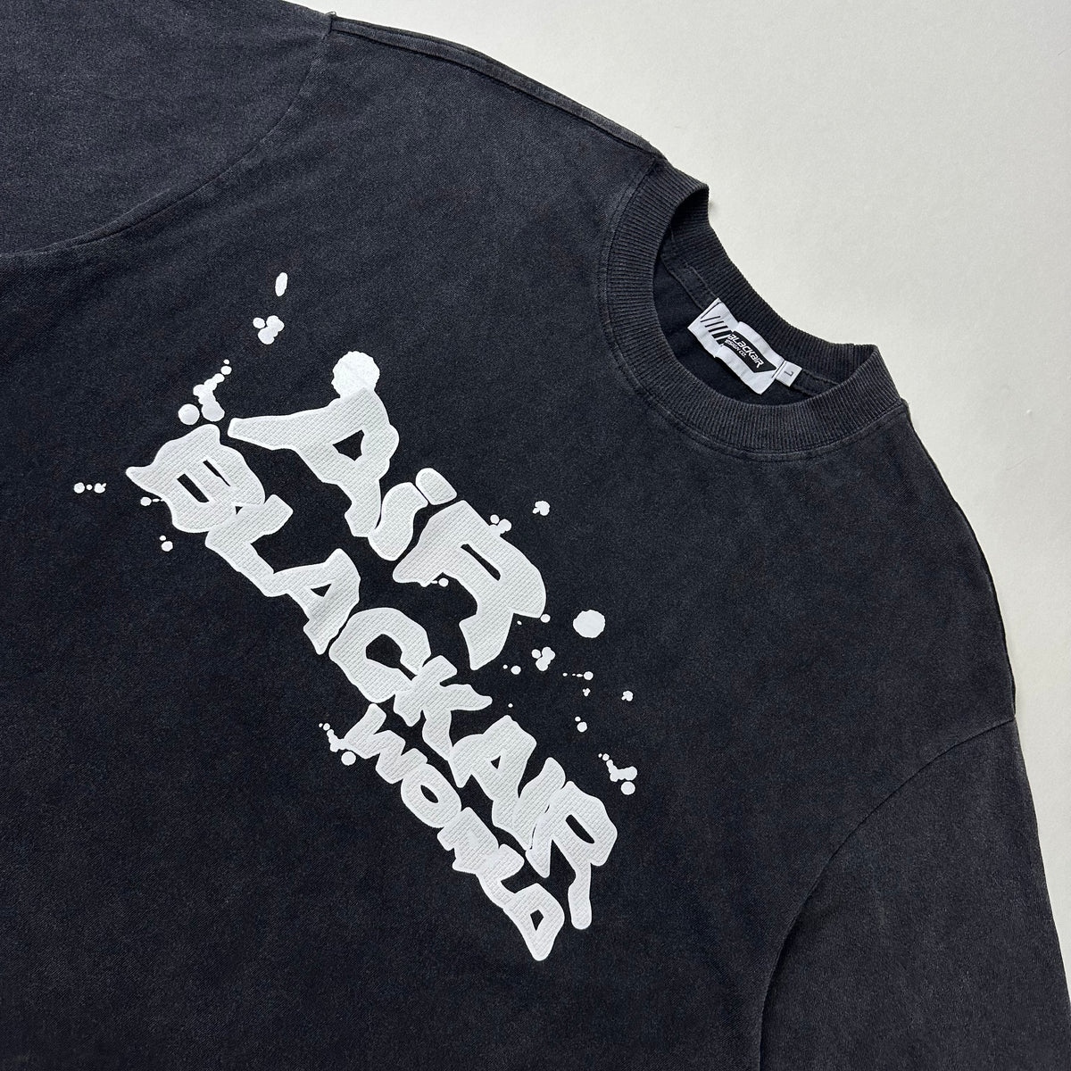 Black Air World T-Shirt in Acid Wash (Size Large)