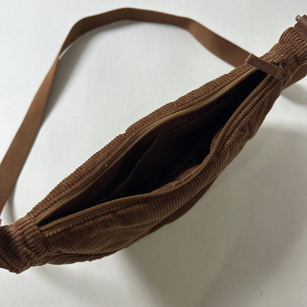Uniqlo Round Mini Shoulder Bag Corduroy in Brown Unisex (One Size)