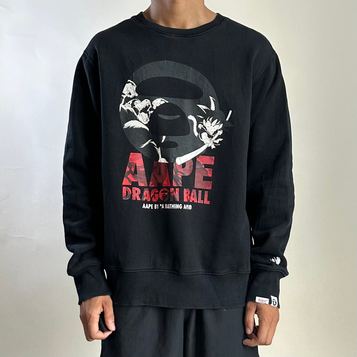 AAPE by A Bathing Ape x Dragon Ball Crewneck Sweatshirt in Black (Size Large)