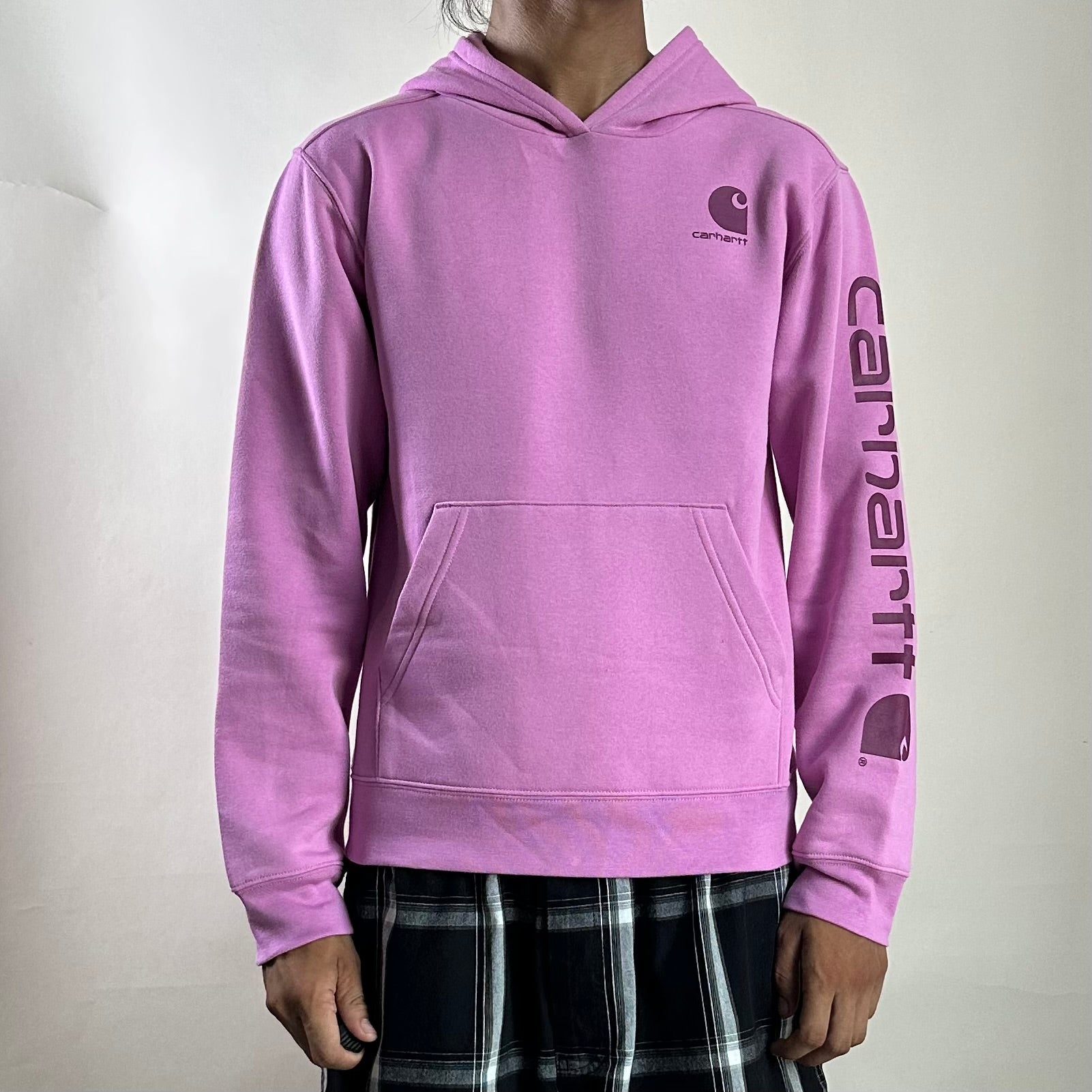 BRAND NEW Carhartt Script Hoodie Pinkish- Purple Large Youth (Fits Small Adult)