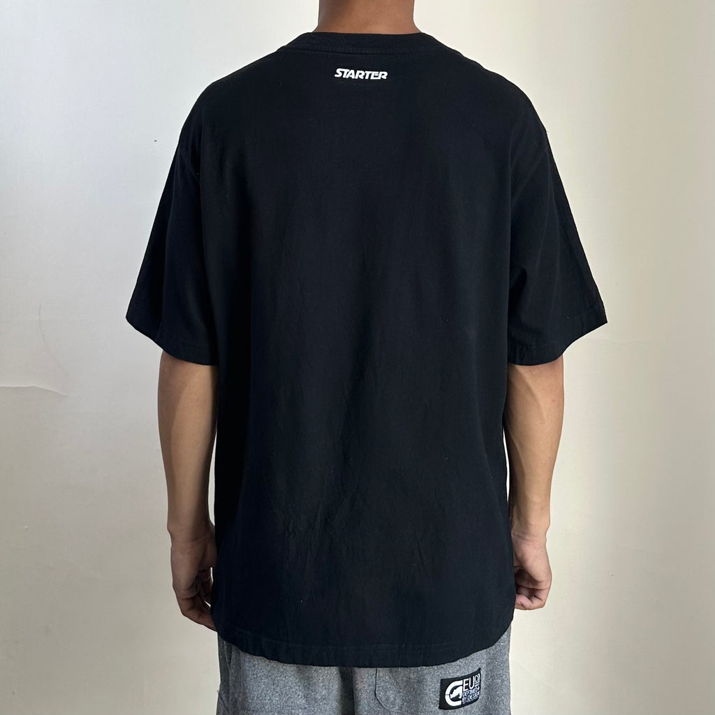 STARTER Multi-Logo T-shirt in Black Size Medium (Fits Large)