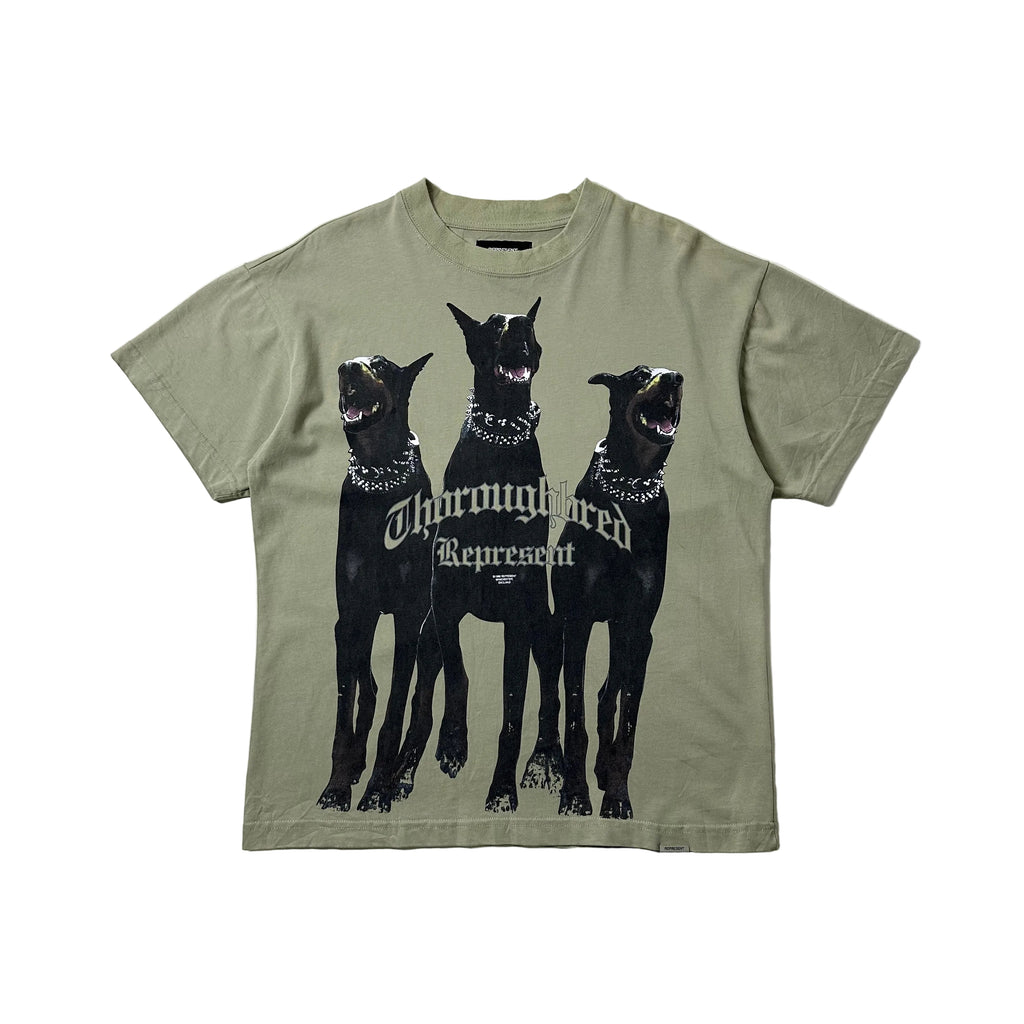 REPRESENT Thoroughbred T-Shirt in Olive Green Size Small (Fits Medium)