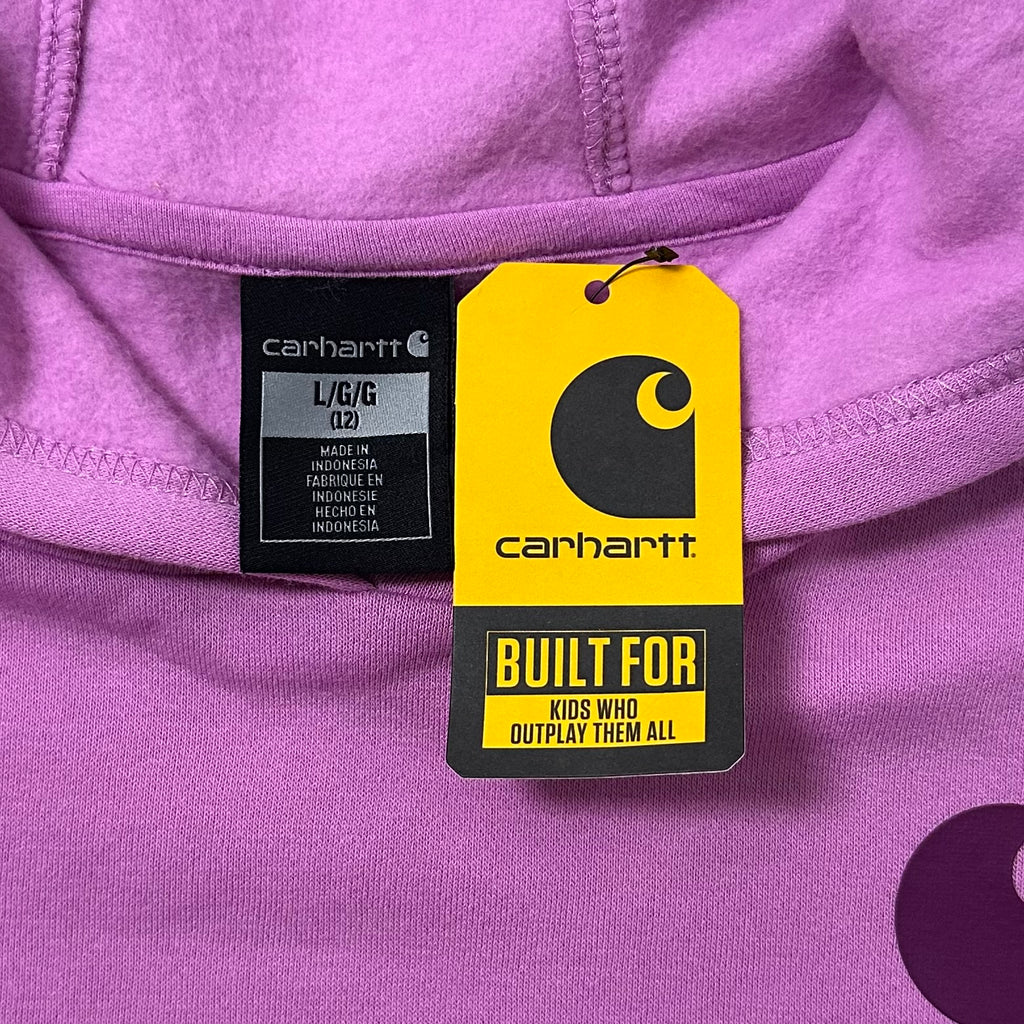 BRAND NEW Carhartt Script Hoodie Pinkish- Purple Large Youth (Fits Small Adult)
