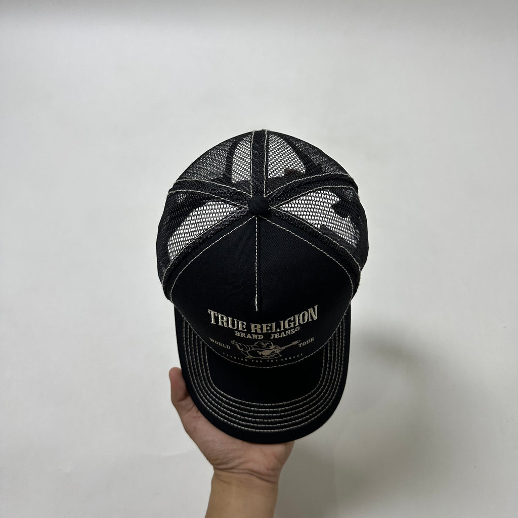 Brand New True Religion Men’s Buddha Logo Trucker hat Black One Size