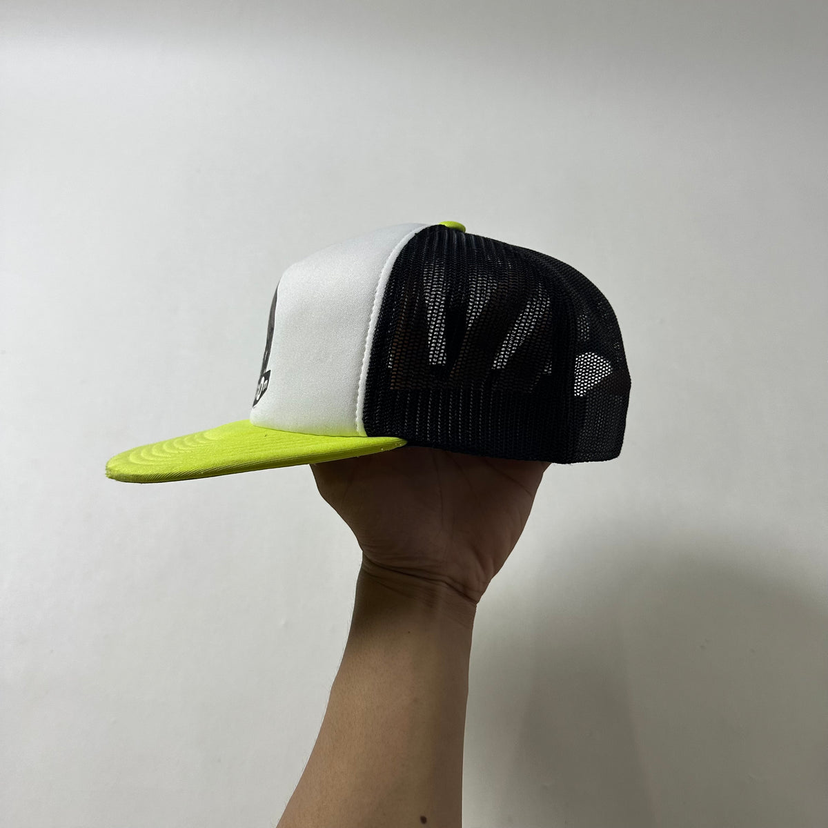 Volcom High Ten Cheese Flat Snapback Trucker Hat in Limeade (One Size)