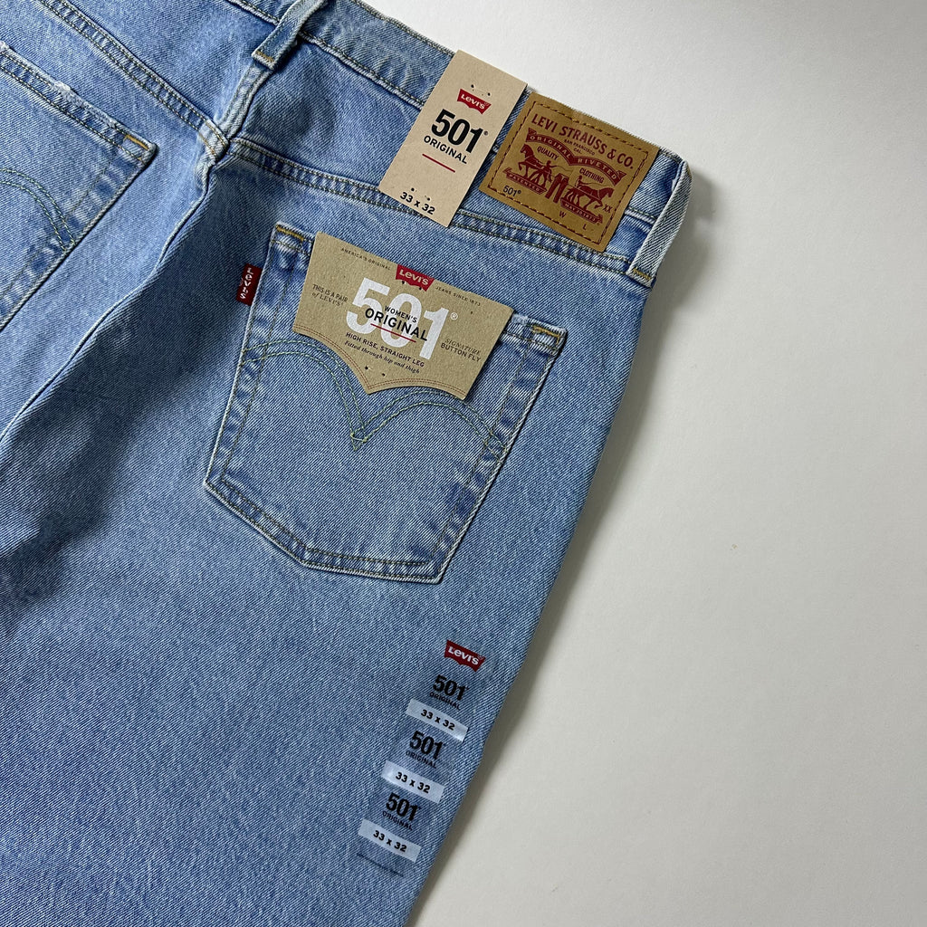 BRAND-NEW Levi’s 501 Women’s High Rise Straight Leg Jeans in Light Wash Blue (Size 33)