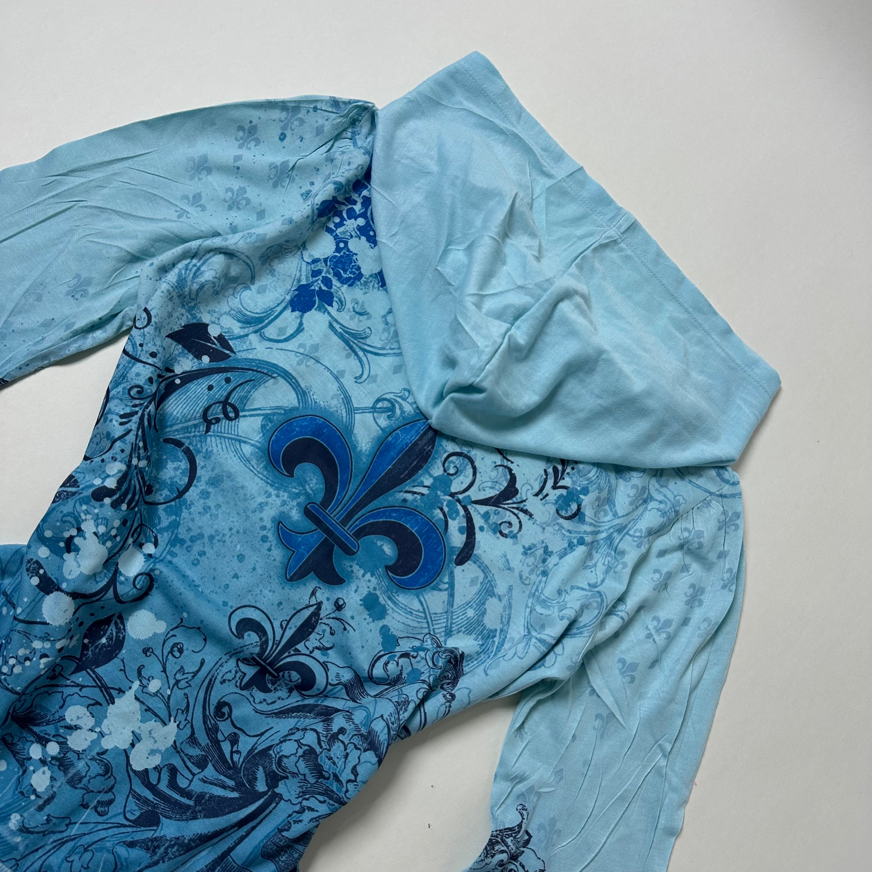 F.A.N.G Women Zip-up Y2K Hoodie in Blue (Size Large)