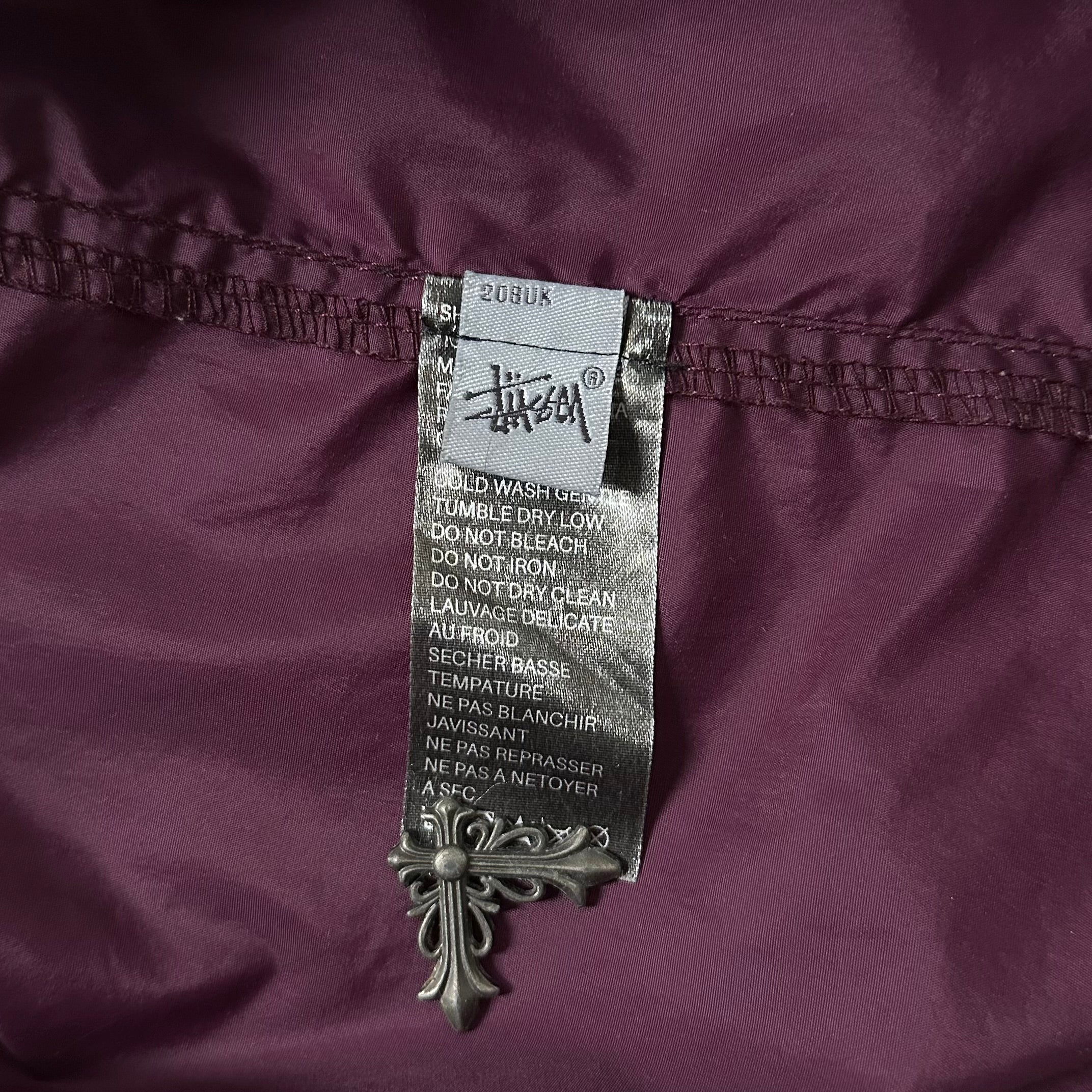 Stussy Windbreaker Jacket with Packable Hood in Burgundy (Size XL)