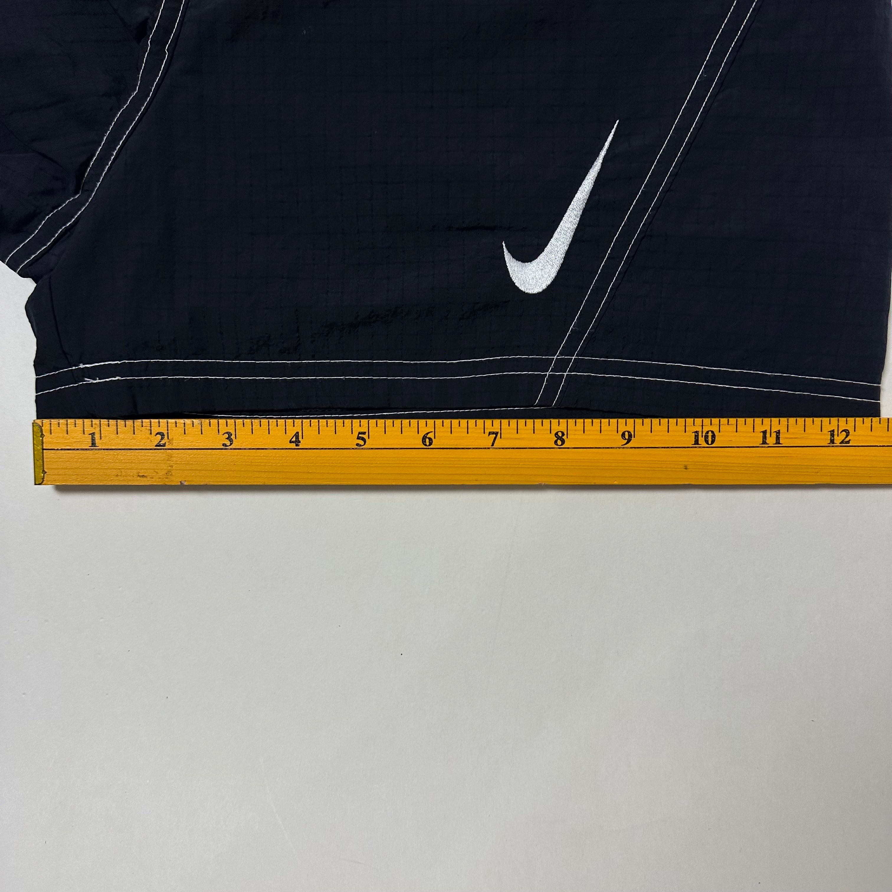 Nike Nylon Double Swoosh Shorts in Black with contrast white stitching (Size Small 26-32) - SOLD