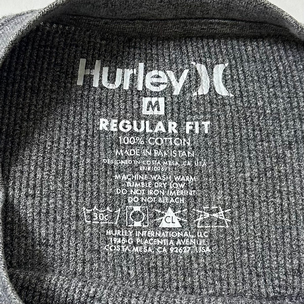 Y2K Hurley Waffle-knit Longsleeve Shirt in Gray Medium (Fits Large)