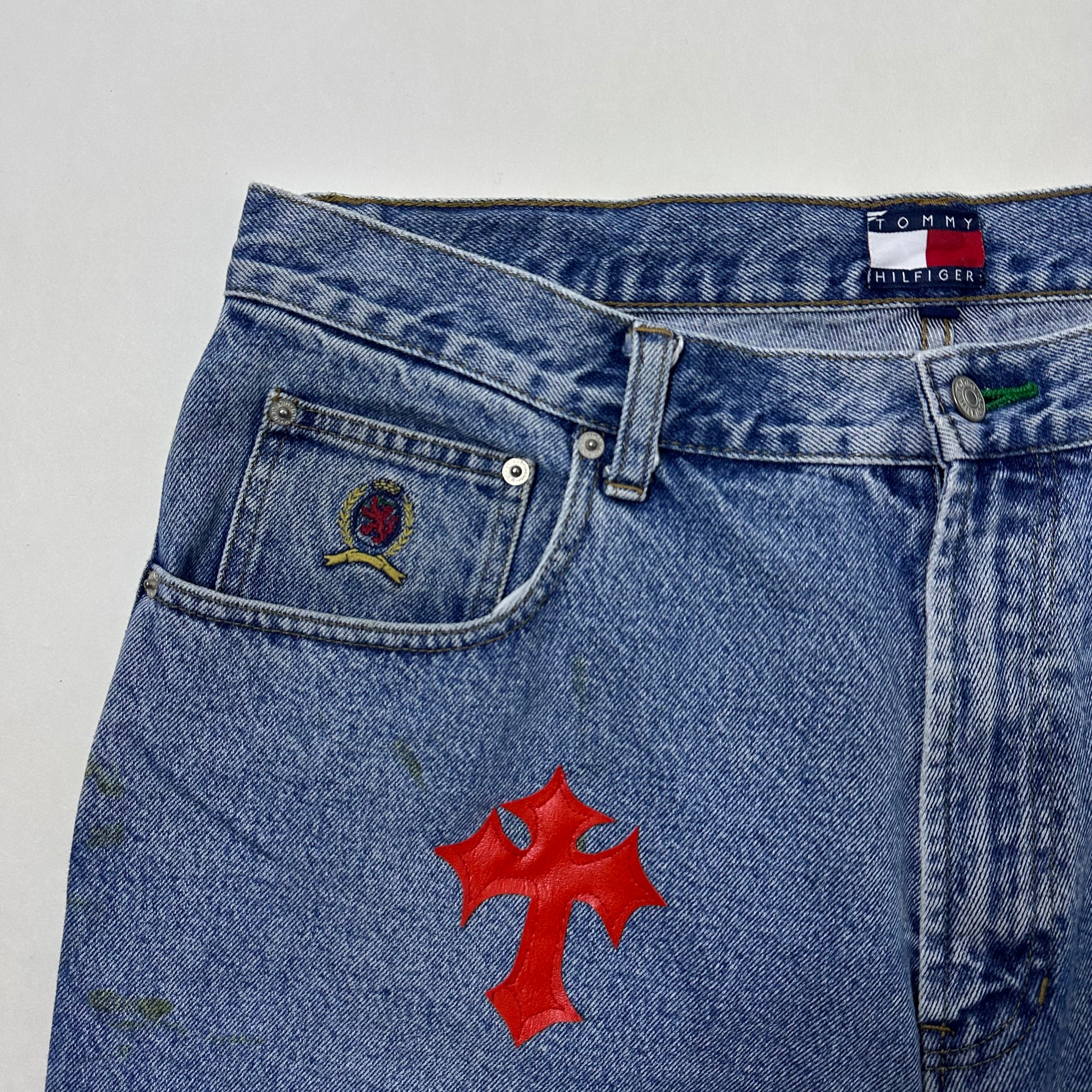 Tommy Hilfiger Denim Jorts with Customize Cross Patches (Size 38) - SOLD