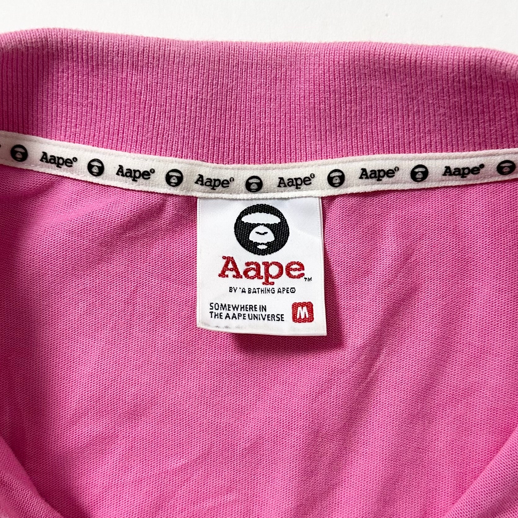 AAPE By A Bathing Ape Pink Camouflage Polo Shirt Medium