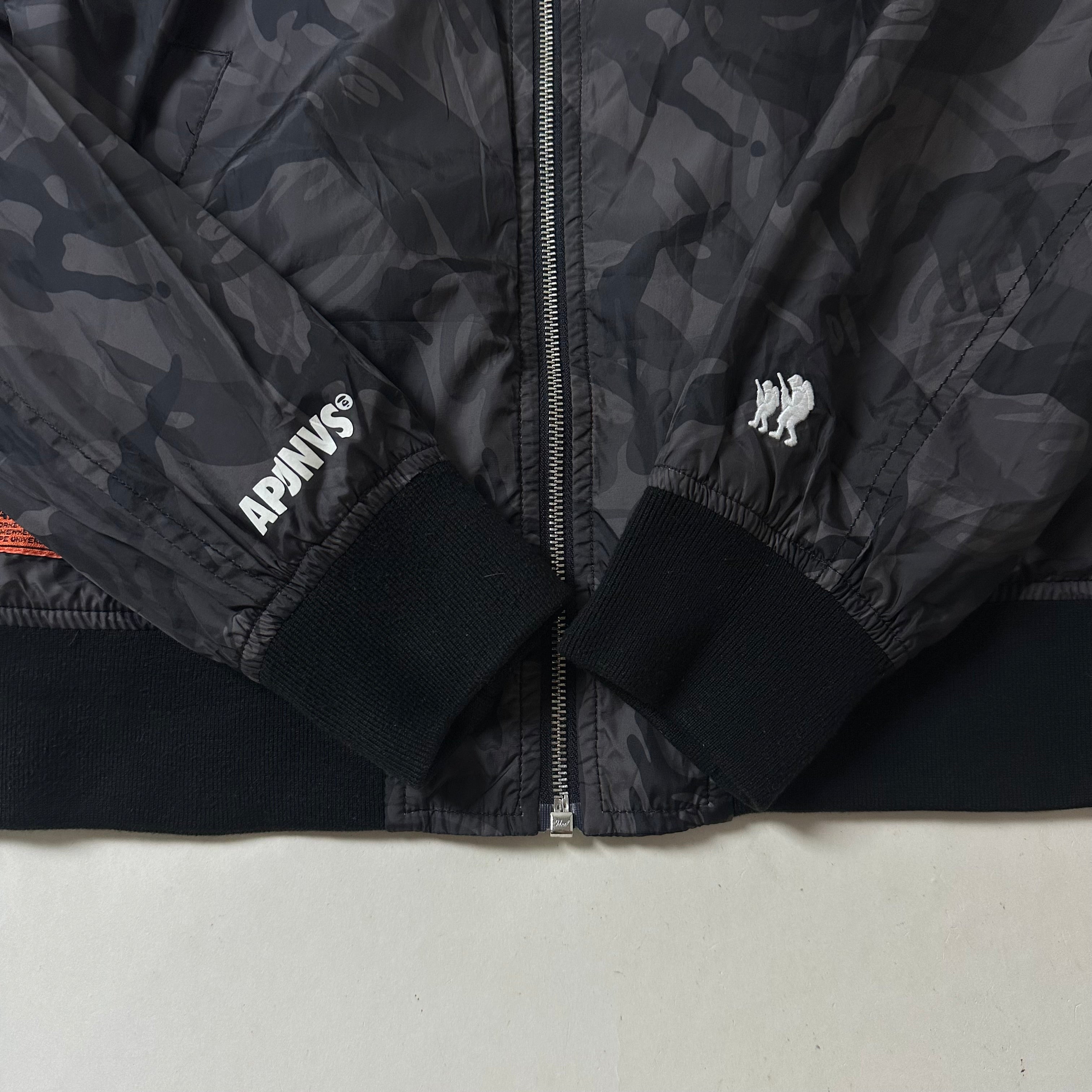 AAPE by A Bathing Ape Black Camo Reversible Bomber Jacket (Size Large)