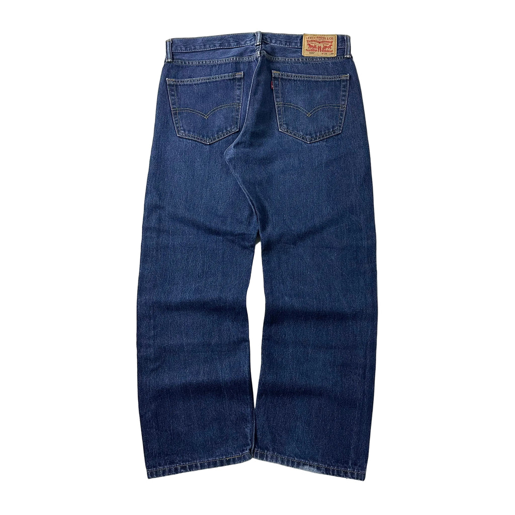 Levi’s 505 Regular Straight Fit Jeans in Dark Stonewash Blue Denim (Size 34)