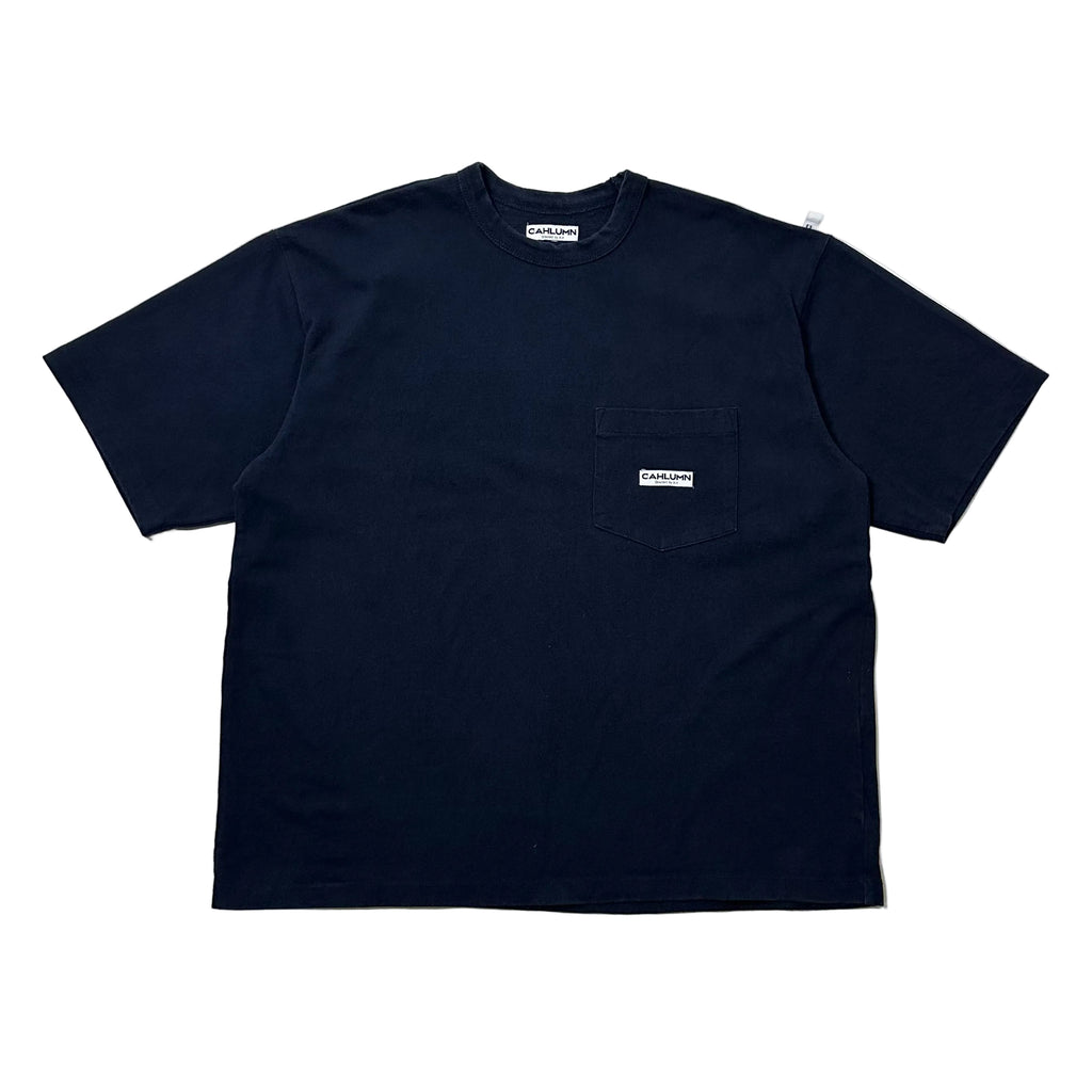 CAHLUMN Heavy Weight Jersey Pocket T-shirt in Navy Blue Size Large (Fits XL)