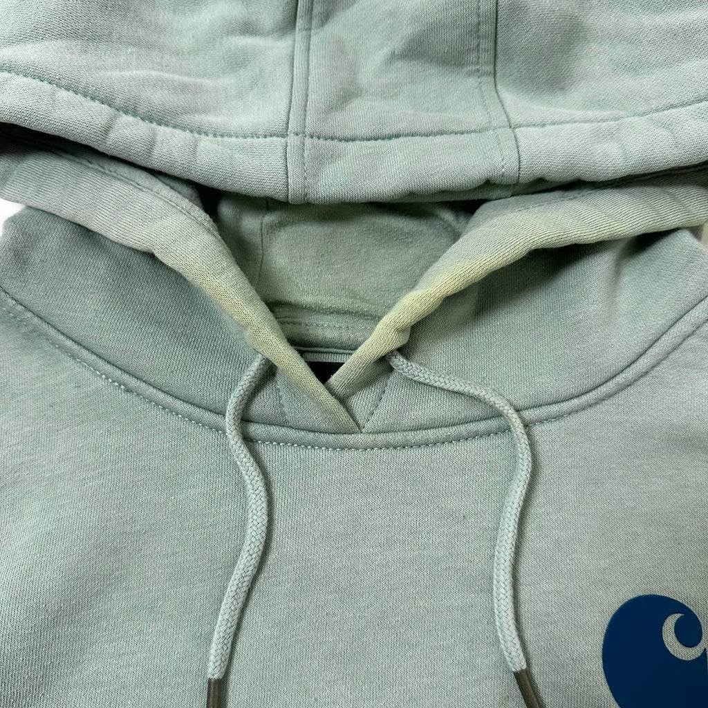 Carhartt Script Hoodie Jacket in Pale Green with yellow stains (Size Small)