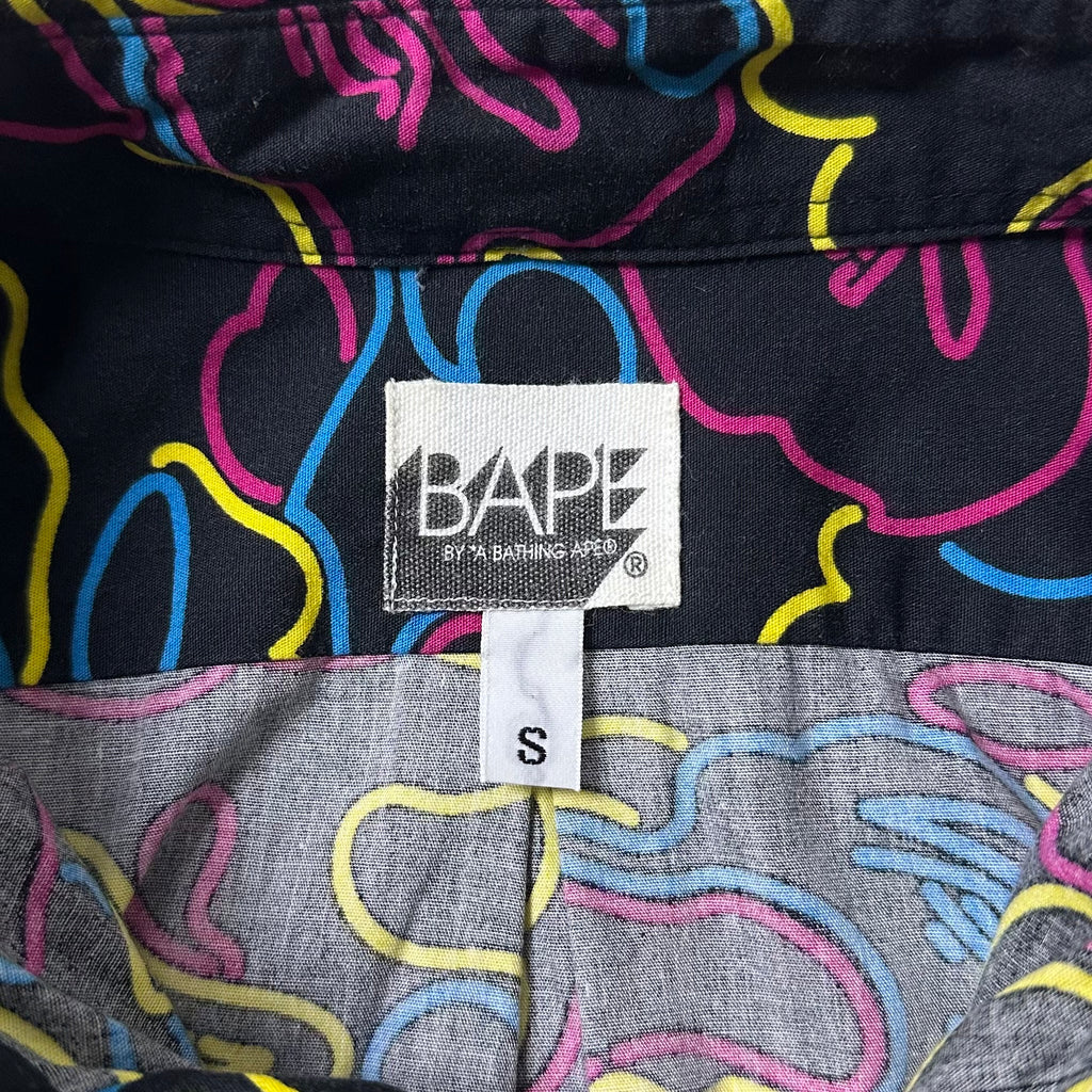 BAPE OG Neon Camo Button-Down Long sleeve Shirt in Black (Best Fit Large)