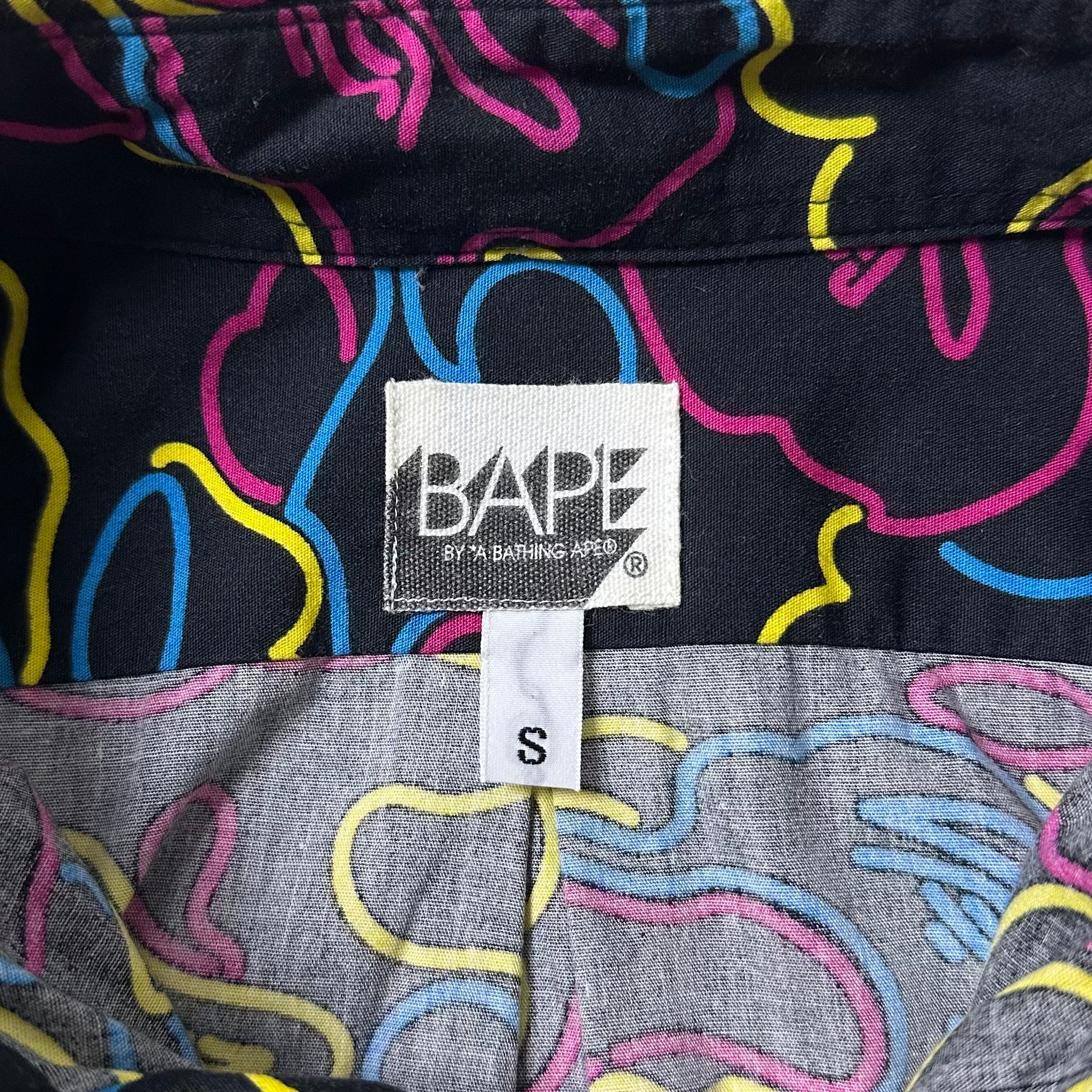 BAPE OG Neon Camo Button-Down Long sleeve Shirt in Black (Best Fit Large)