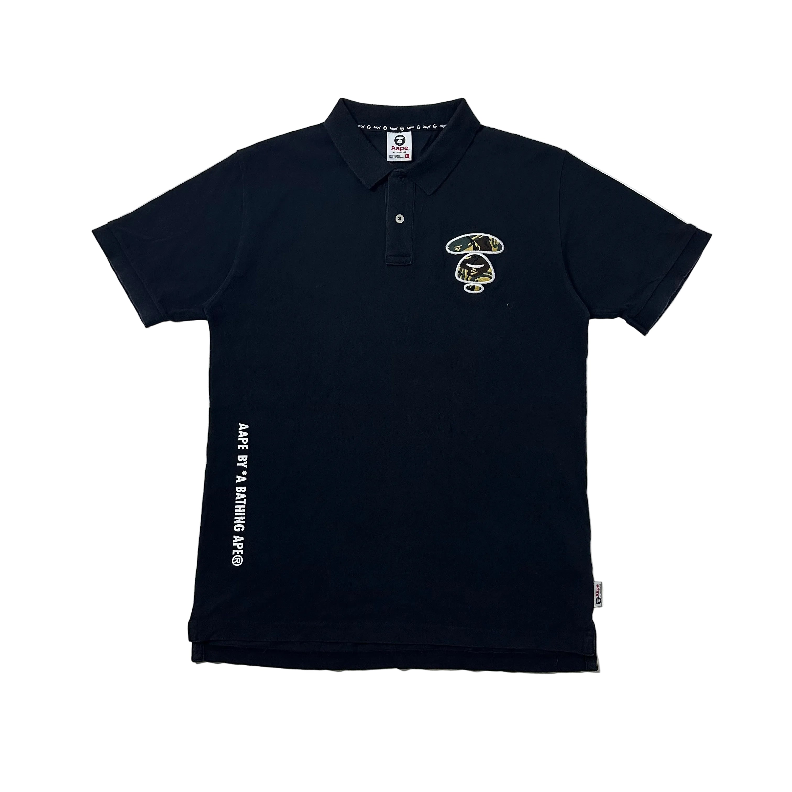 AAPE By A Bathing Ape Embroidered Logo Polo Shirt Black XL