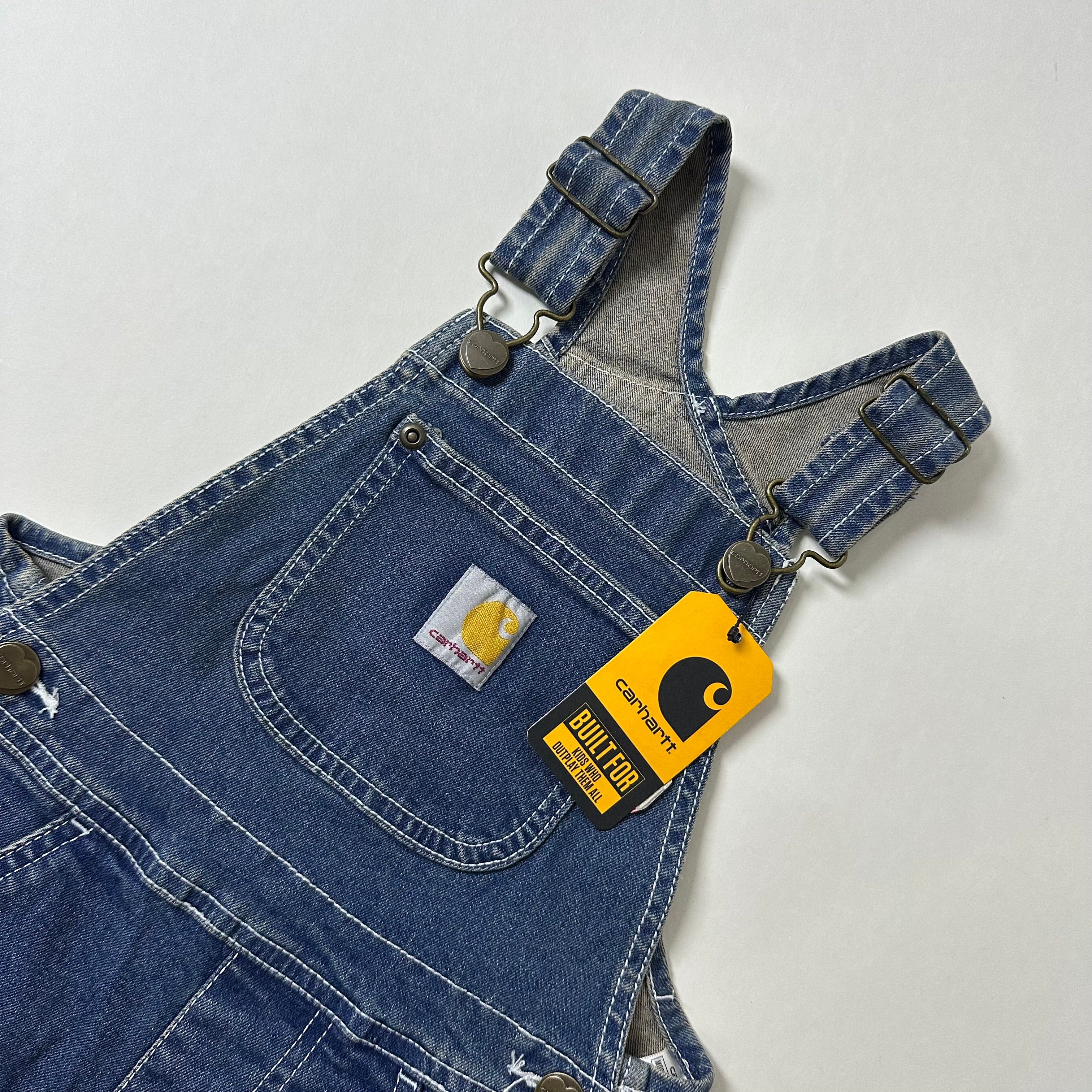 Carhartt Kids Denim Short Bib Overalls (Size 7) New with tags