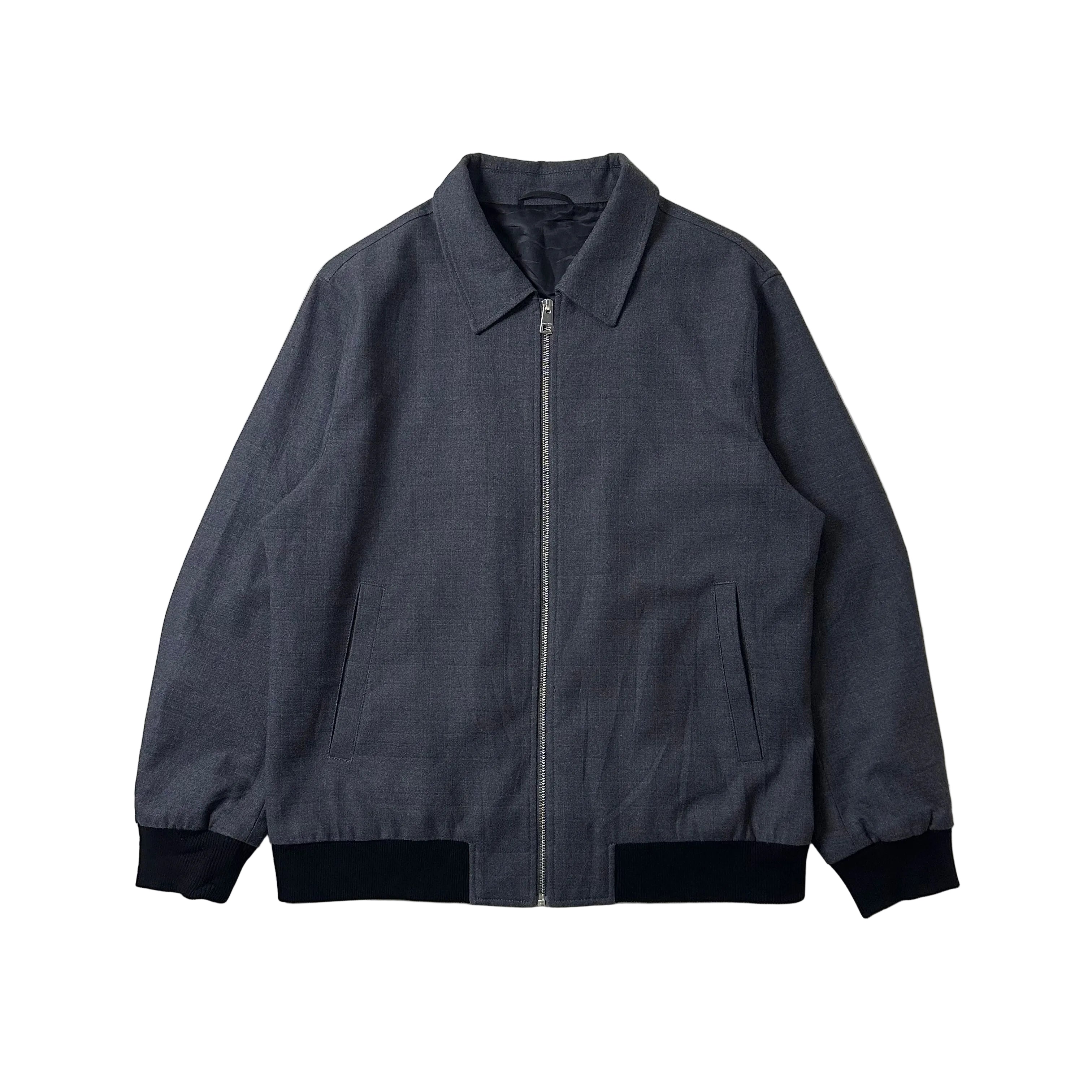 Septwolves Harrington Jacket in Plain Pattern Charcoal Gray (Size Large)