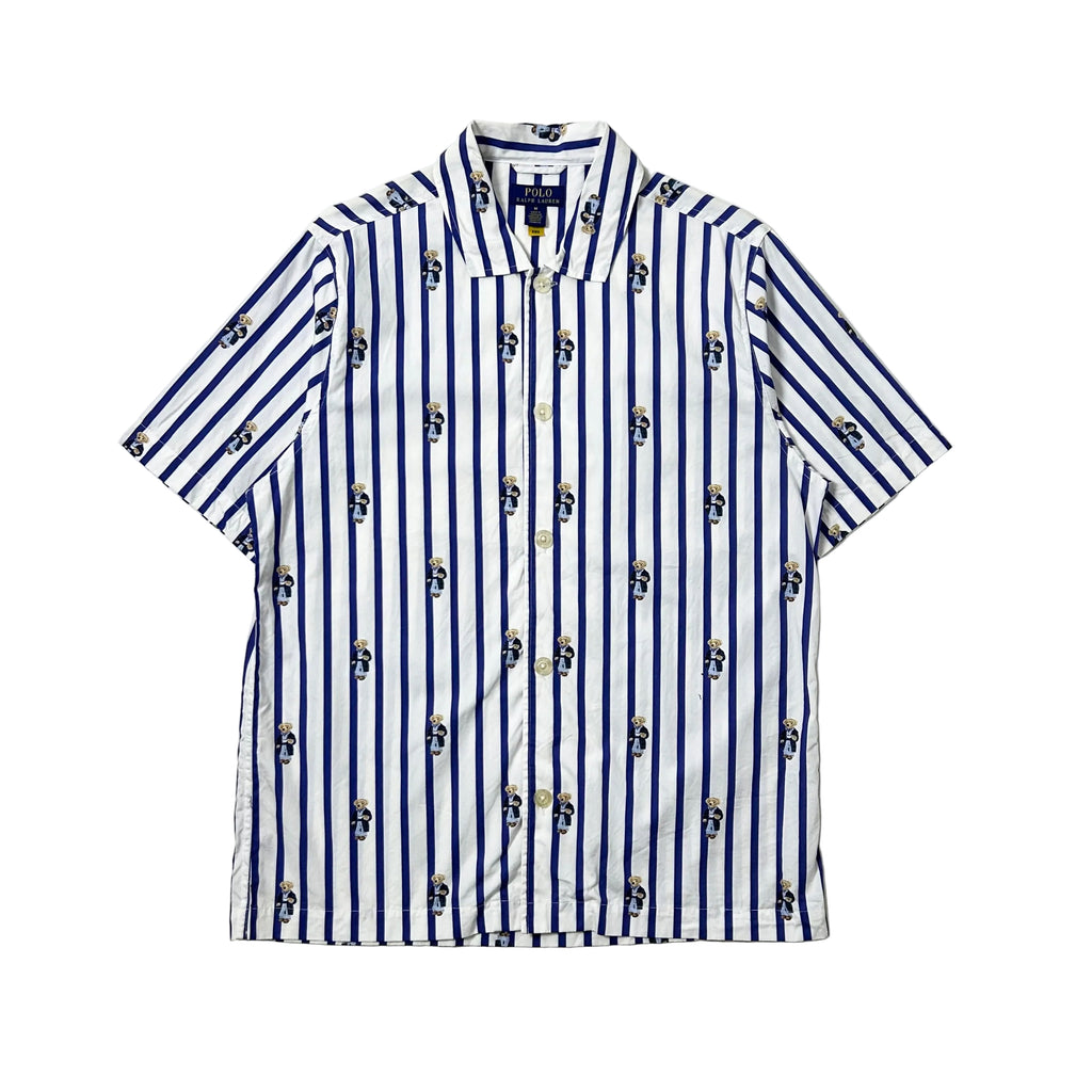 Polo Ralph Lauren Striped Pyjama Shirt All-over Polo Bear graphic pattern in White Size Medium (Fits Large)