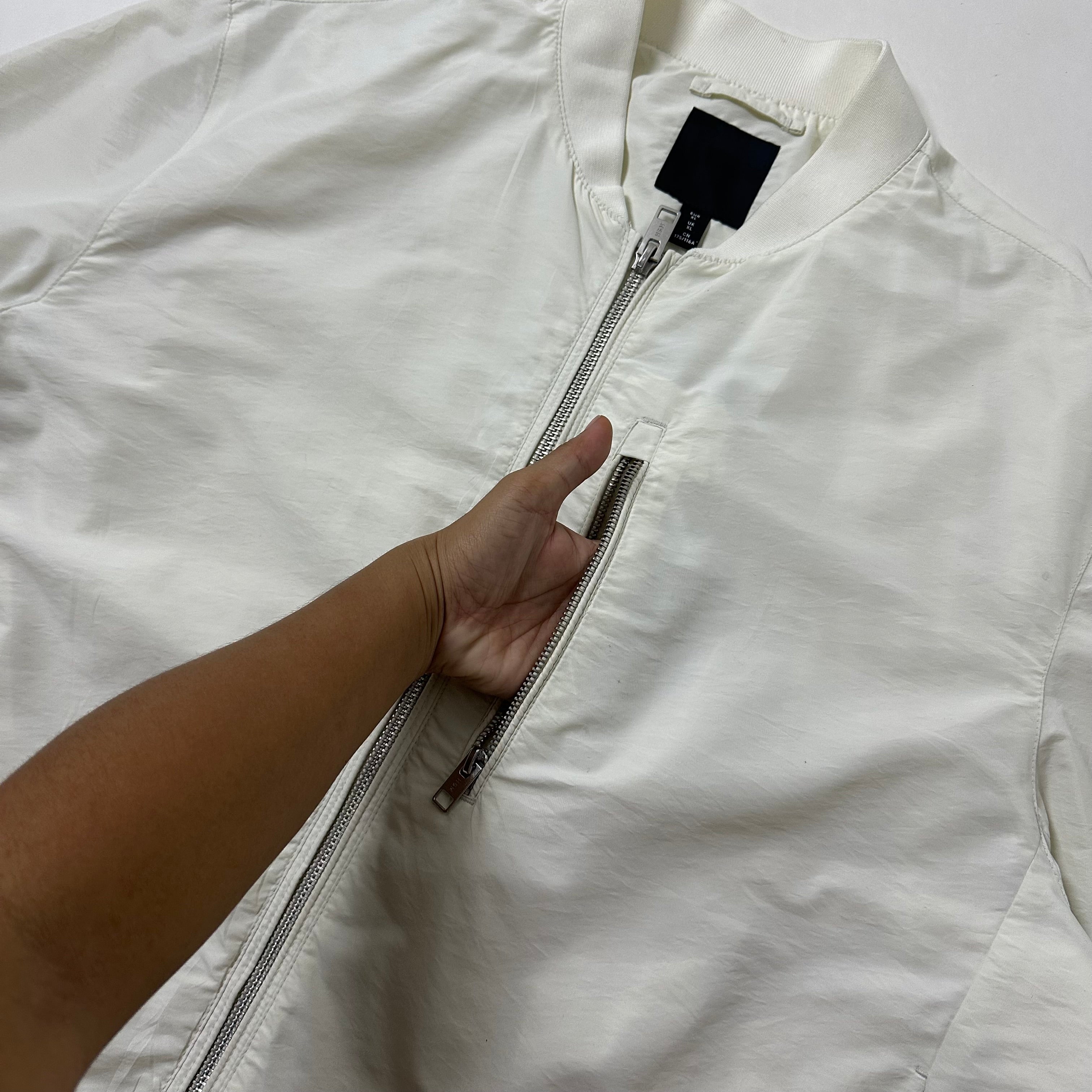 H&M Bomber Jacket in White Size XL