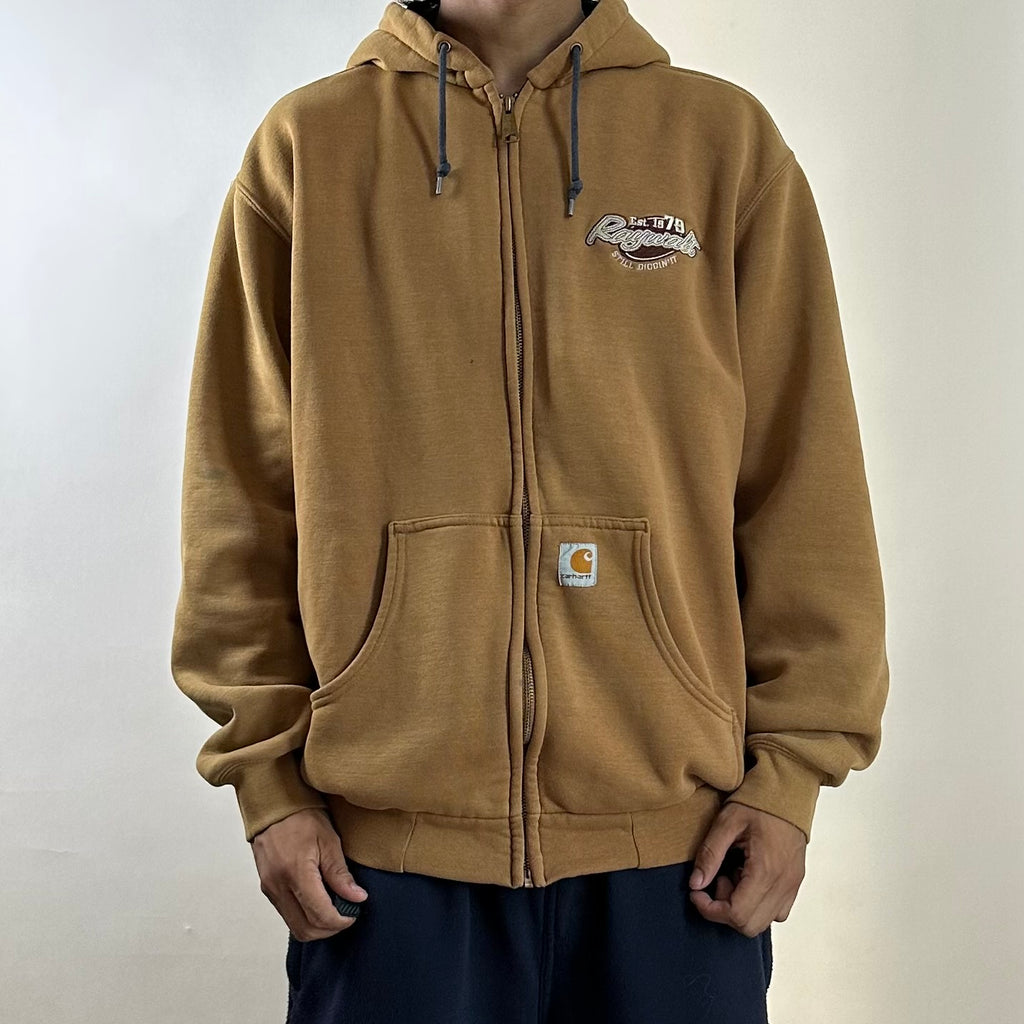 Carhartt Full Zip Hoodie Jacket Brown Size Large