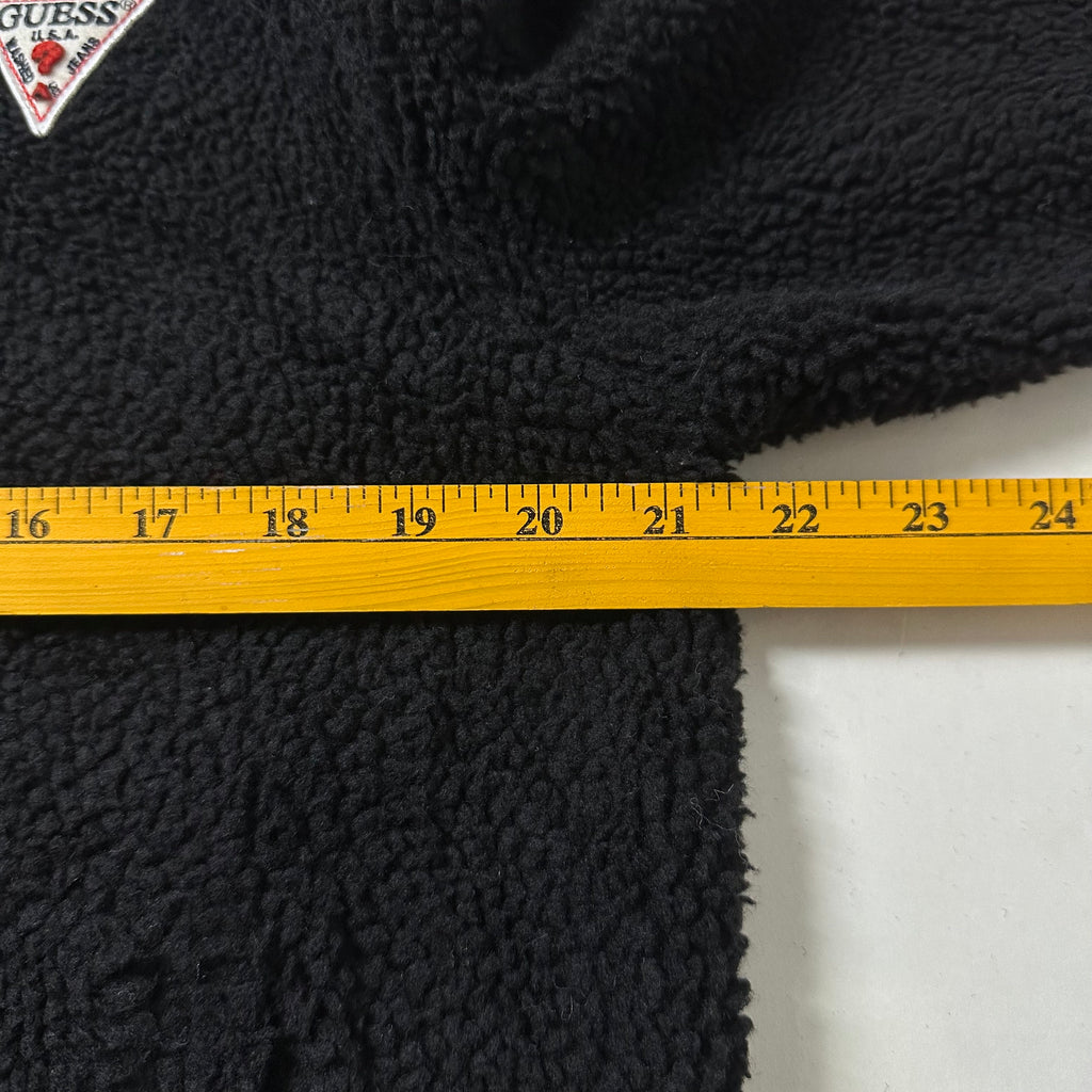 Guess Fleece Hooded Zip-up Jacket in Black (Size Medium)