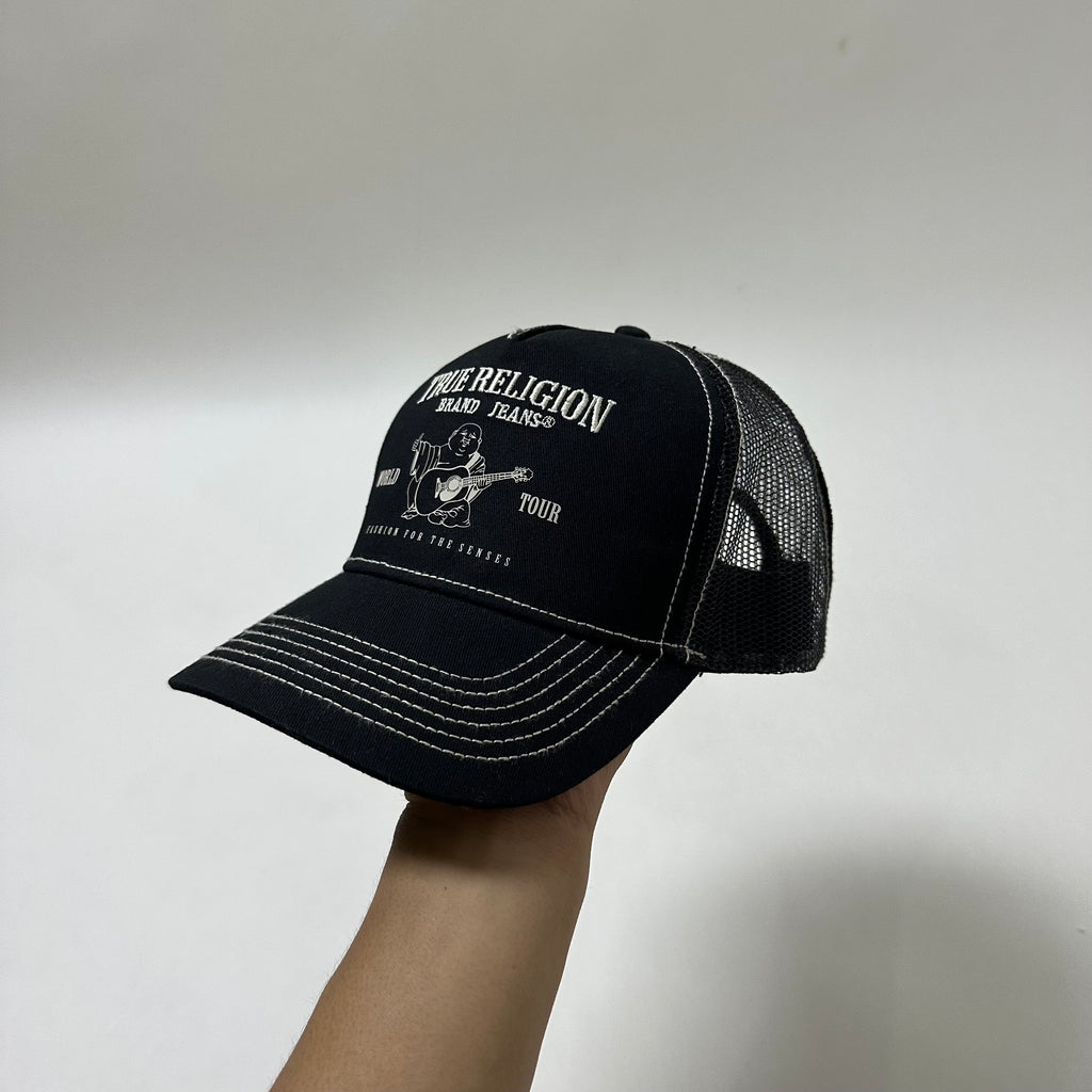 Brand New True Religion Men’s Buddha Logo Trucker hat Black One Size