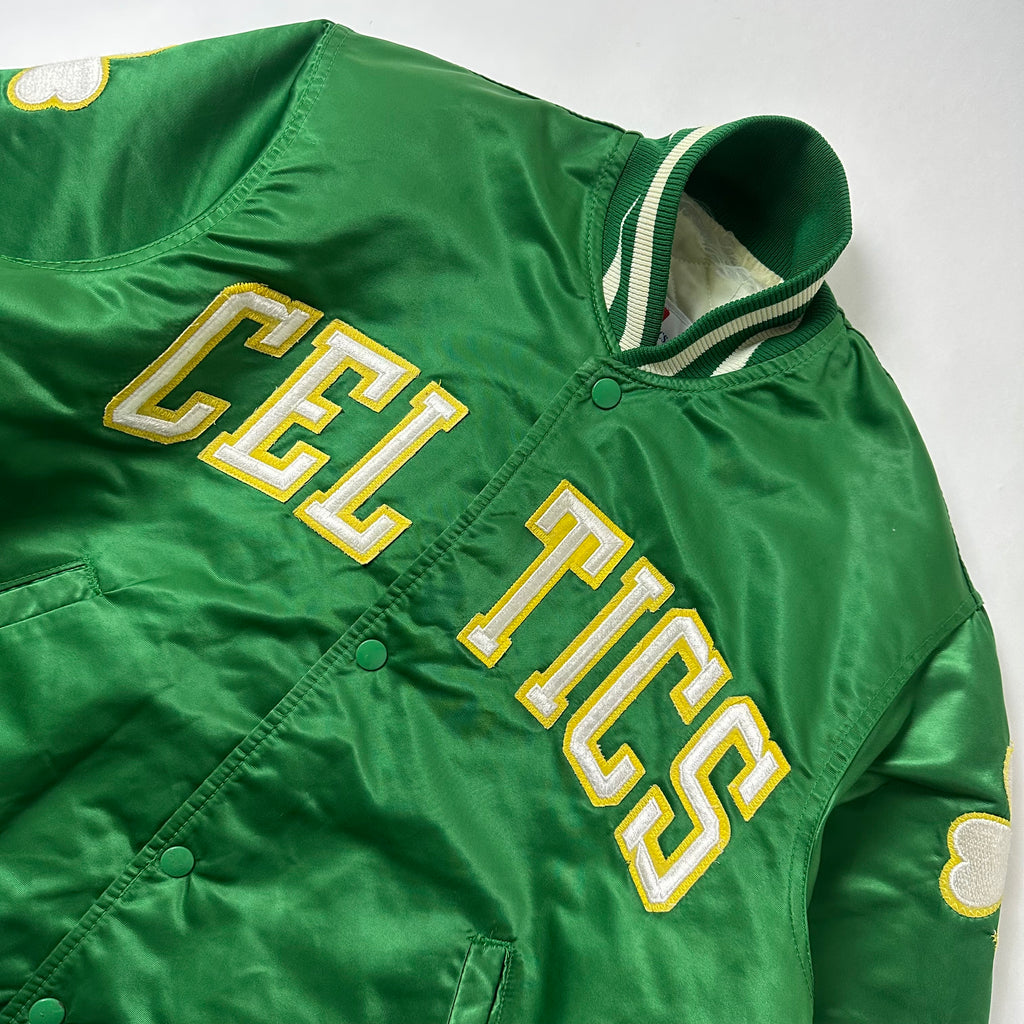 Vintage Boston Celtics Starter Bomber Jacket in Satin Green (Size Small) Boxy Fit