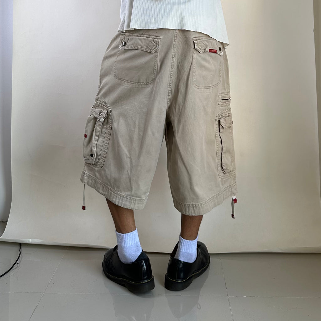 U.S Expedition Y2k Baggy Long Cargo Shorts Beige Size 36