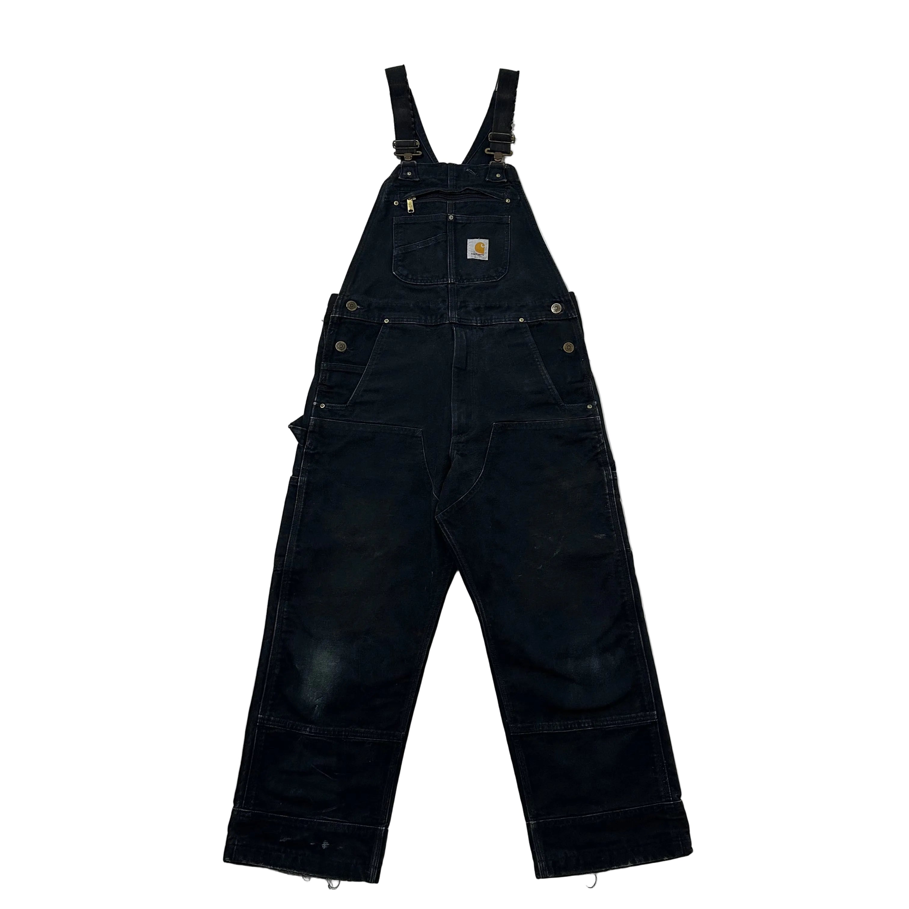 Carhartt Duck Bib Overalls Double Knee Black (Size 32-34)