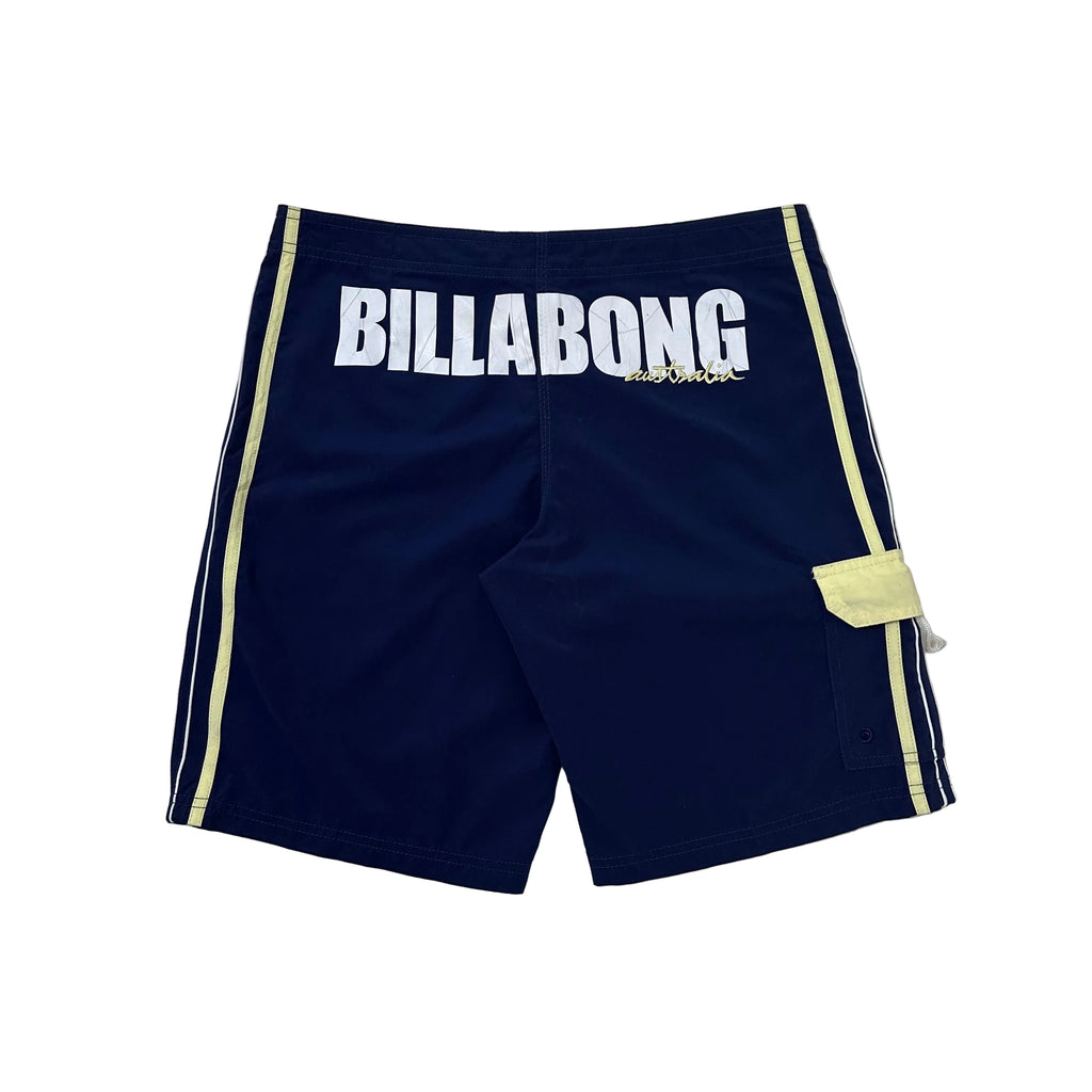 2000’s Billabong Board Shorts in Navy Blue and Yellow Color way Size 32