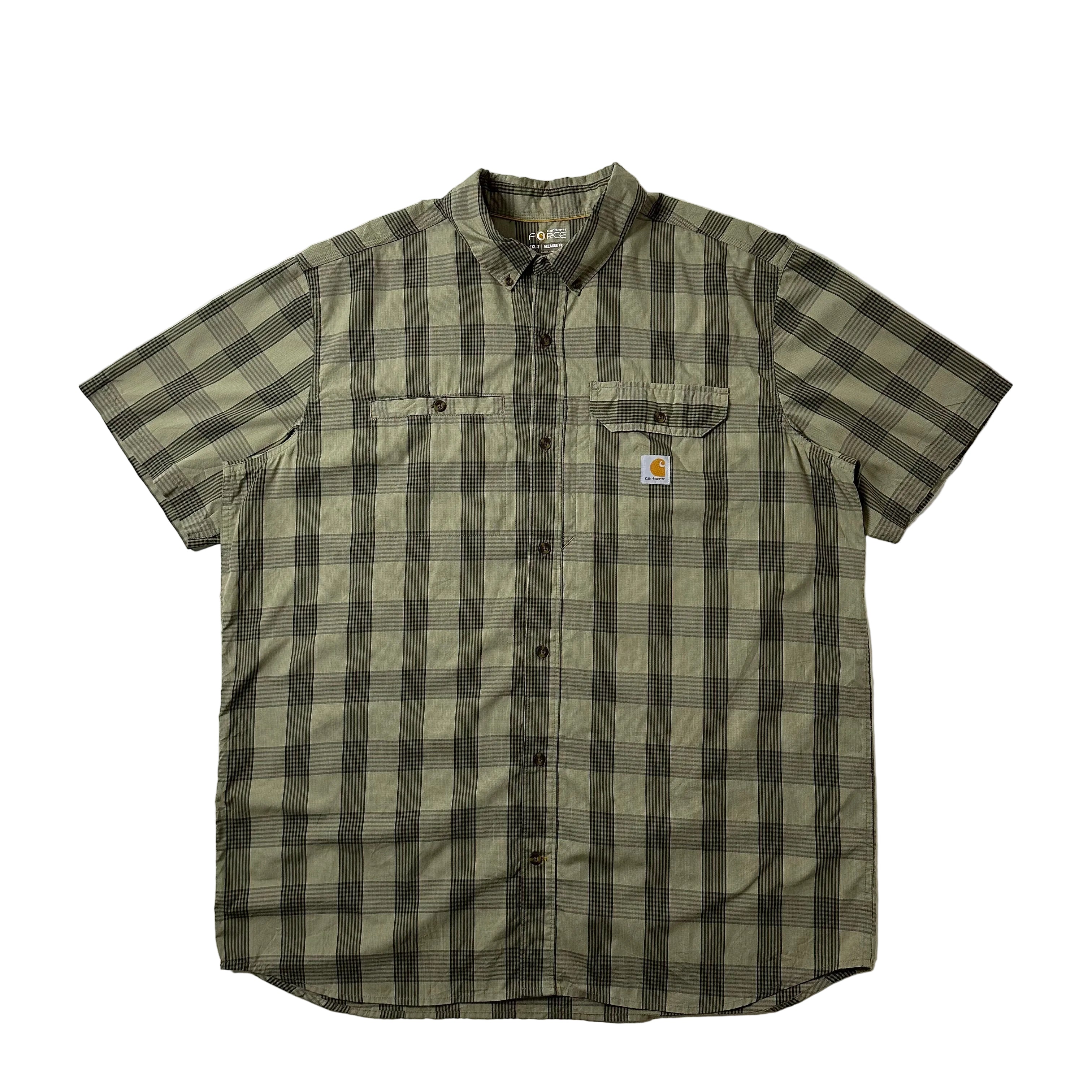 Carhartt Force Plaid Button-up Short Sleeve Shirt (Size 2XL)