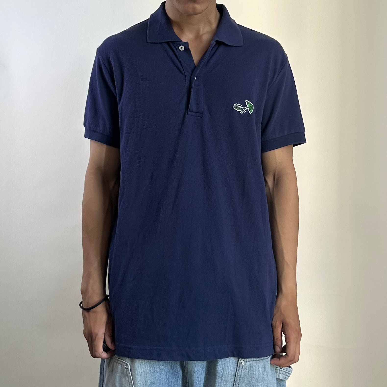 Lacoste Umbrella Crocodile Logo Polo Shirt in Navy (Size Medium)