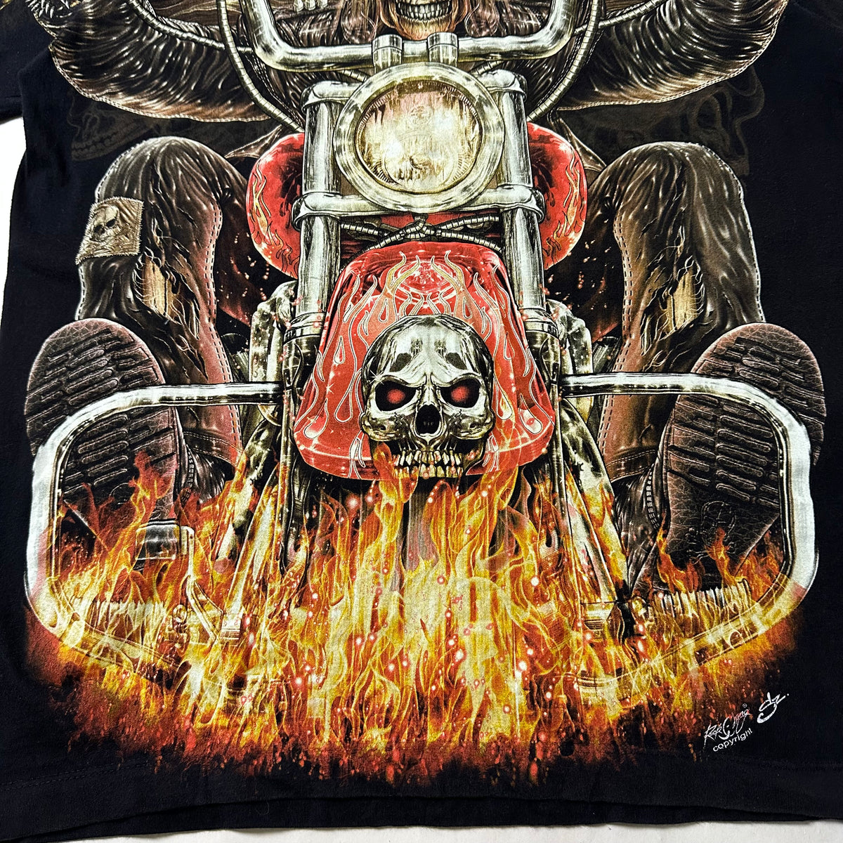 Rock Chang High Definition T-Shirt Glow in the Dark Skull Rider (Size Medium) — SOLD