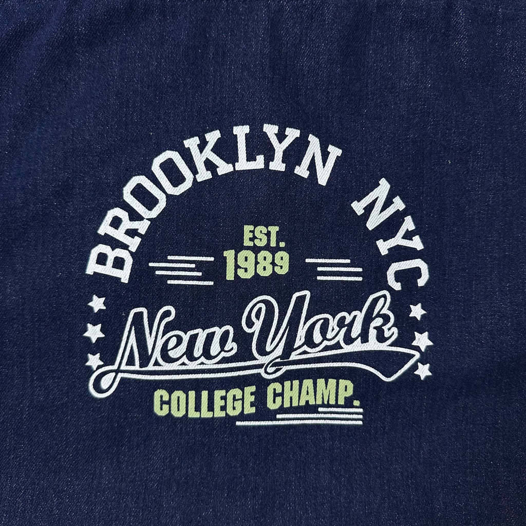 Brooklyn NYC Dark Blue Denim Tote Bag